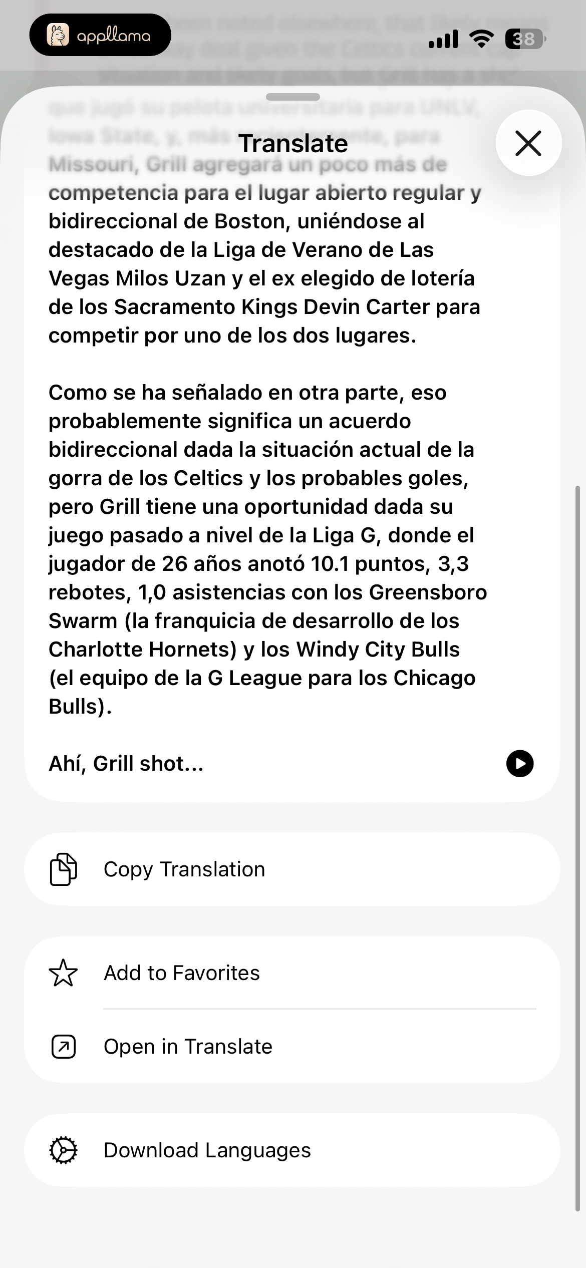Translation Actions