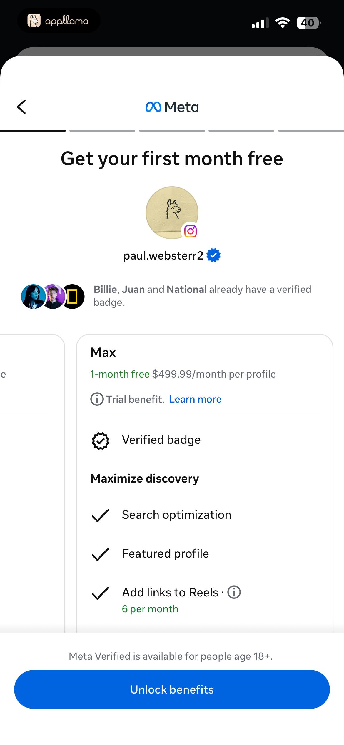 Meta Verified Max Plan