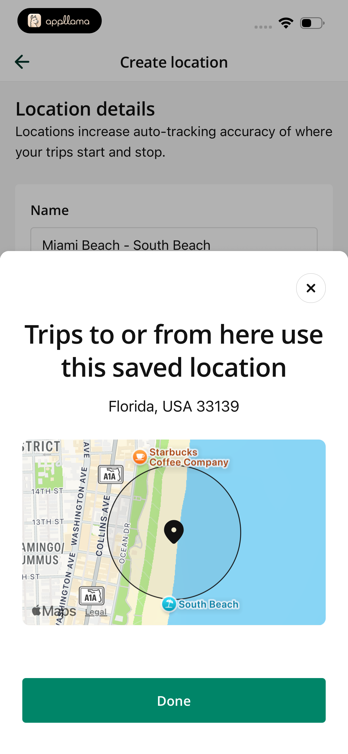 Saved Location Radius