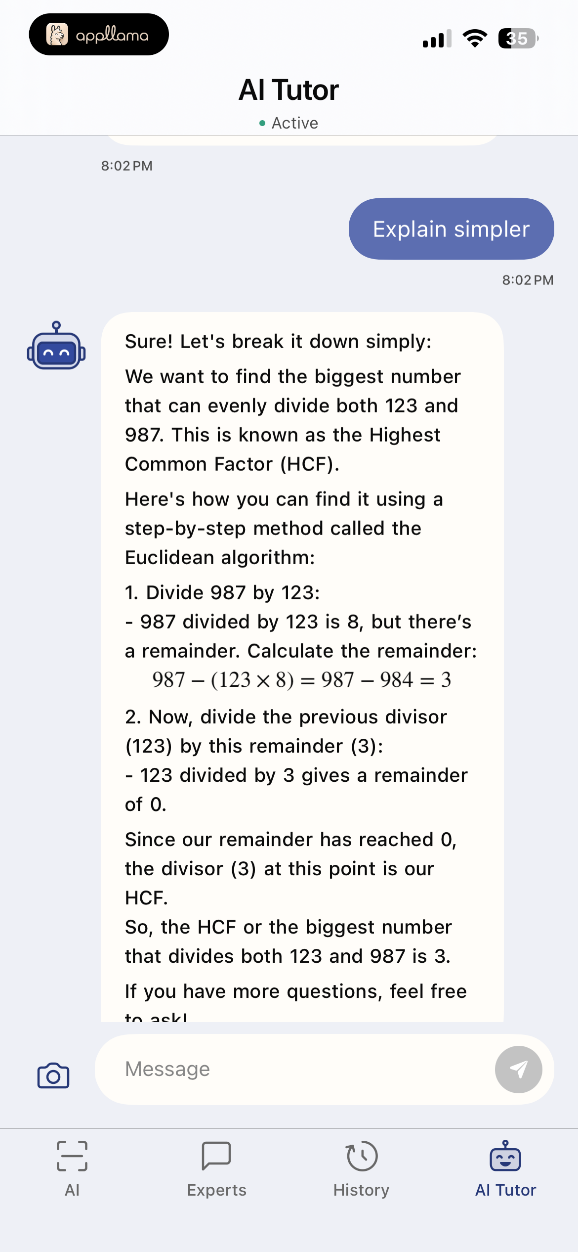 AI Tutor Conversation