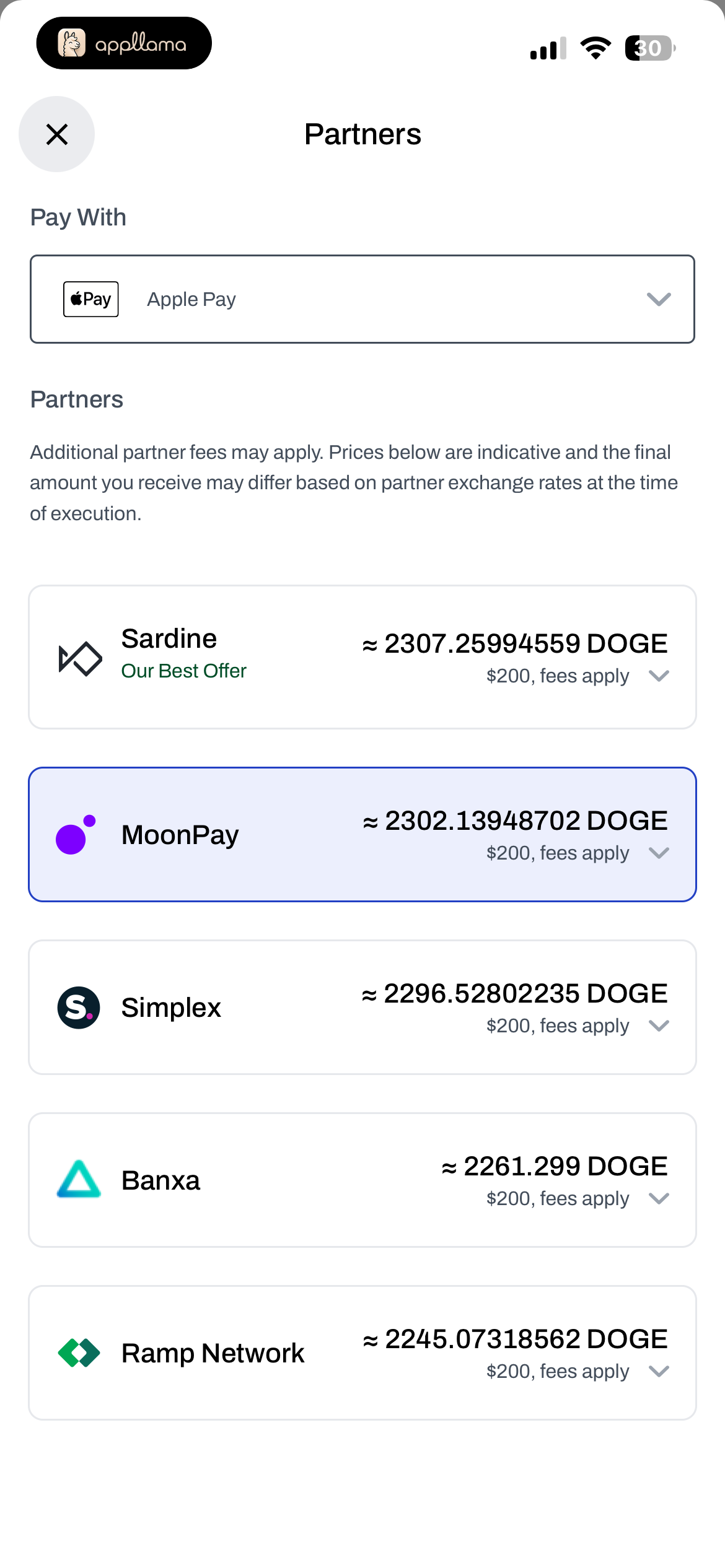 Payment Provider List
