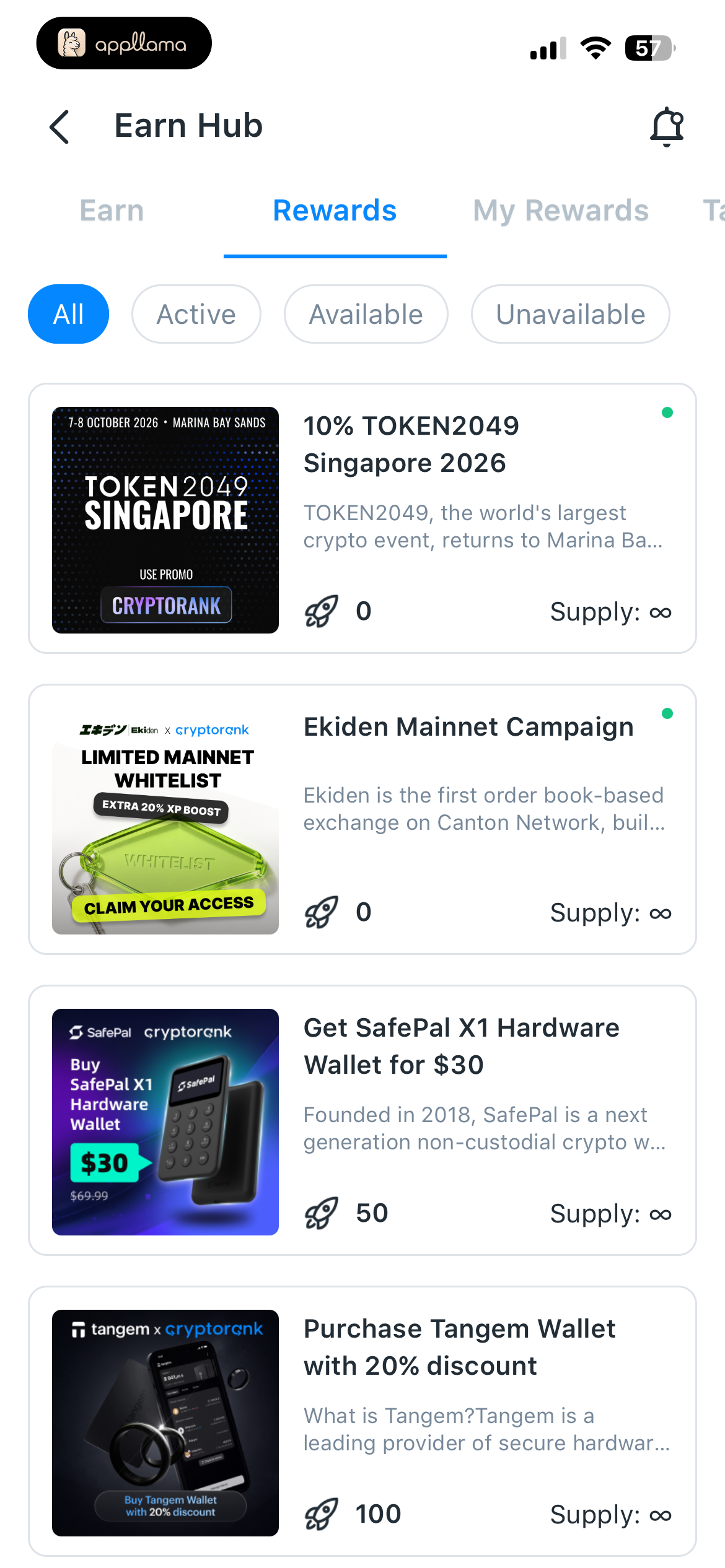 Earn Rewards Catalog