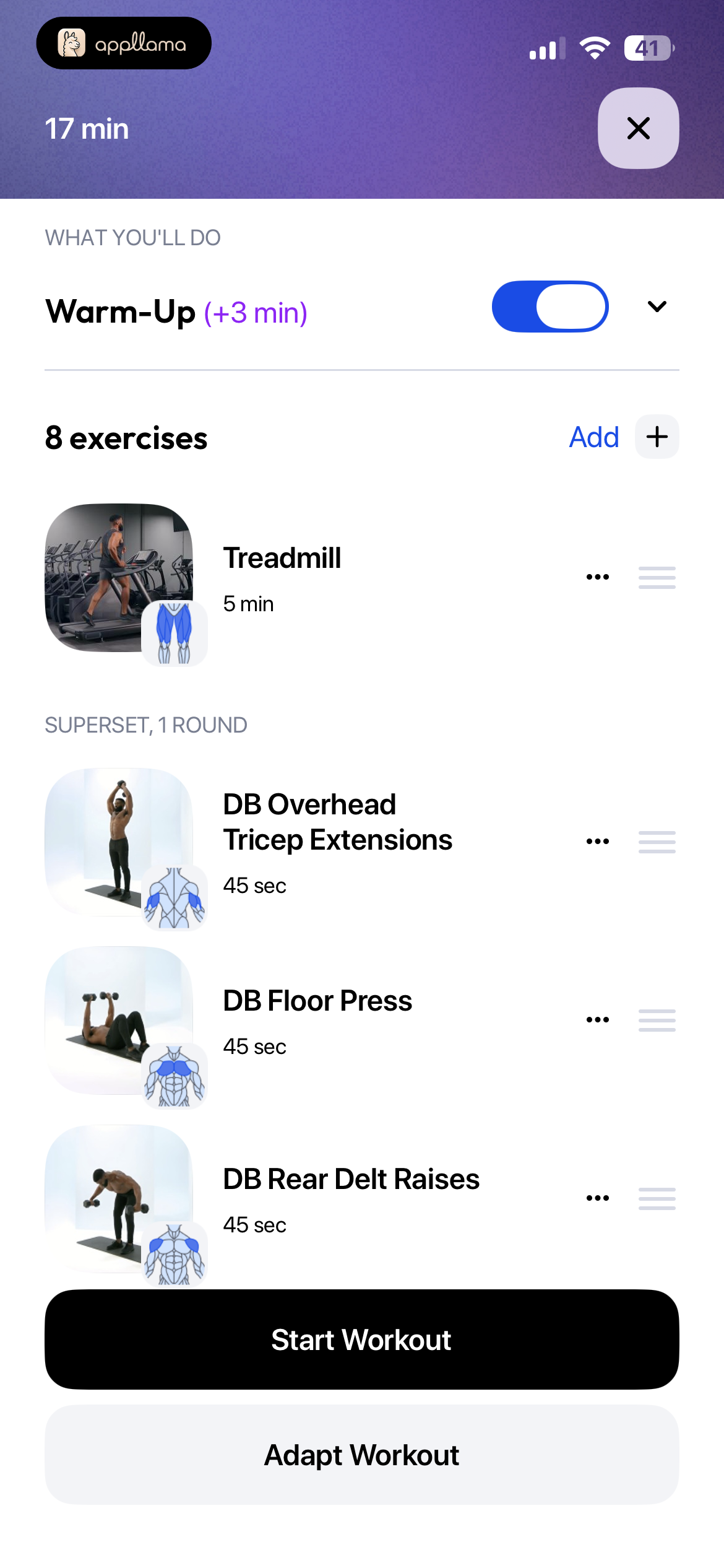 Workout Exercise List