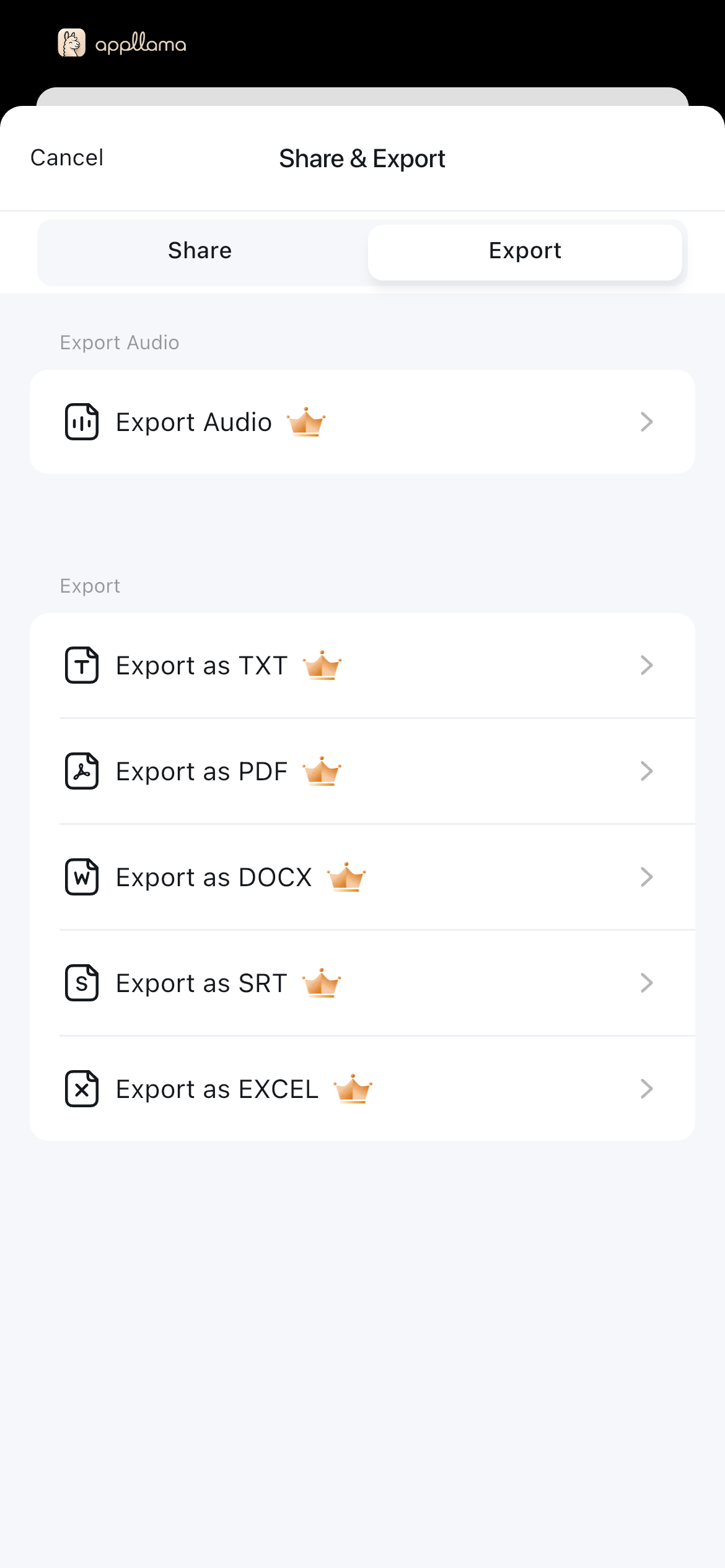 Share & Export