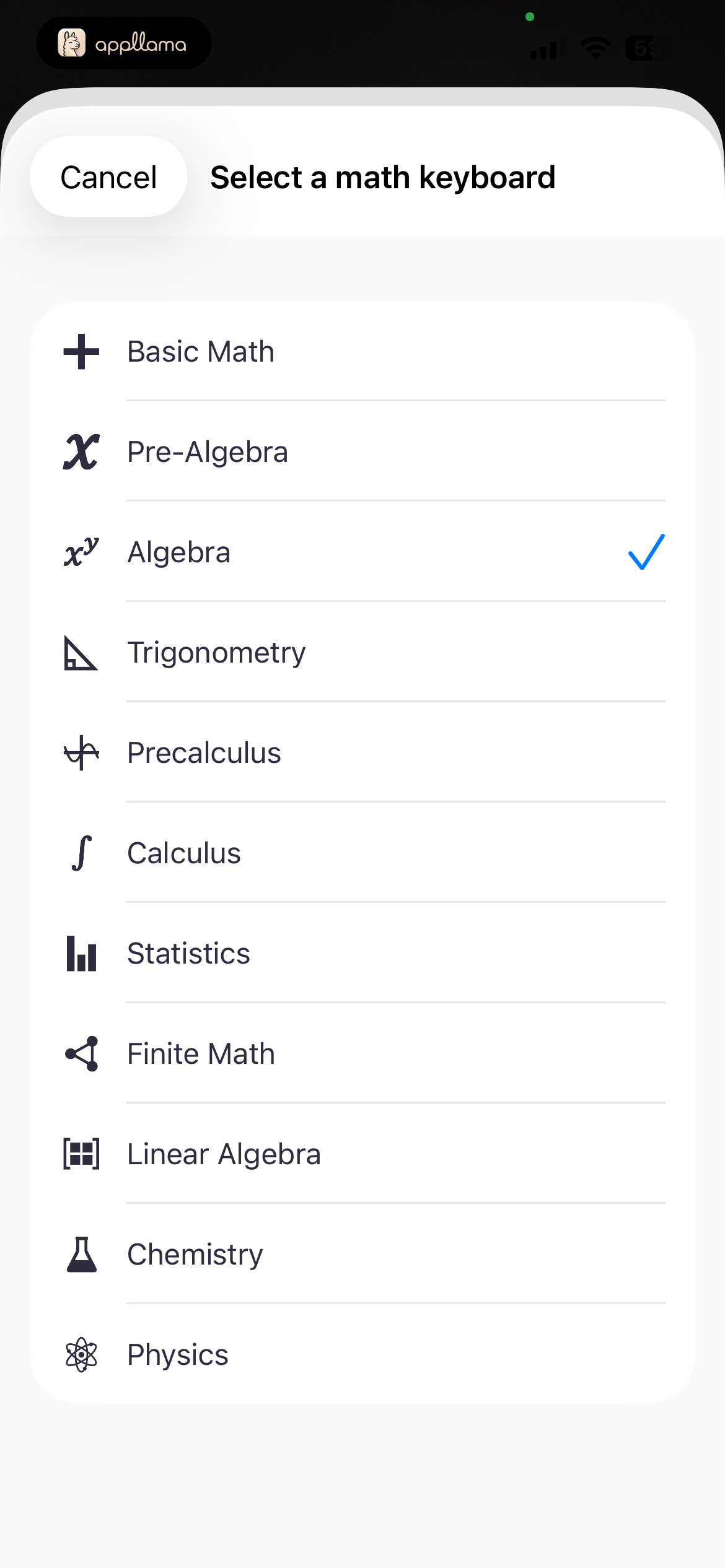Math Keyboard Picker
