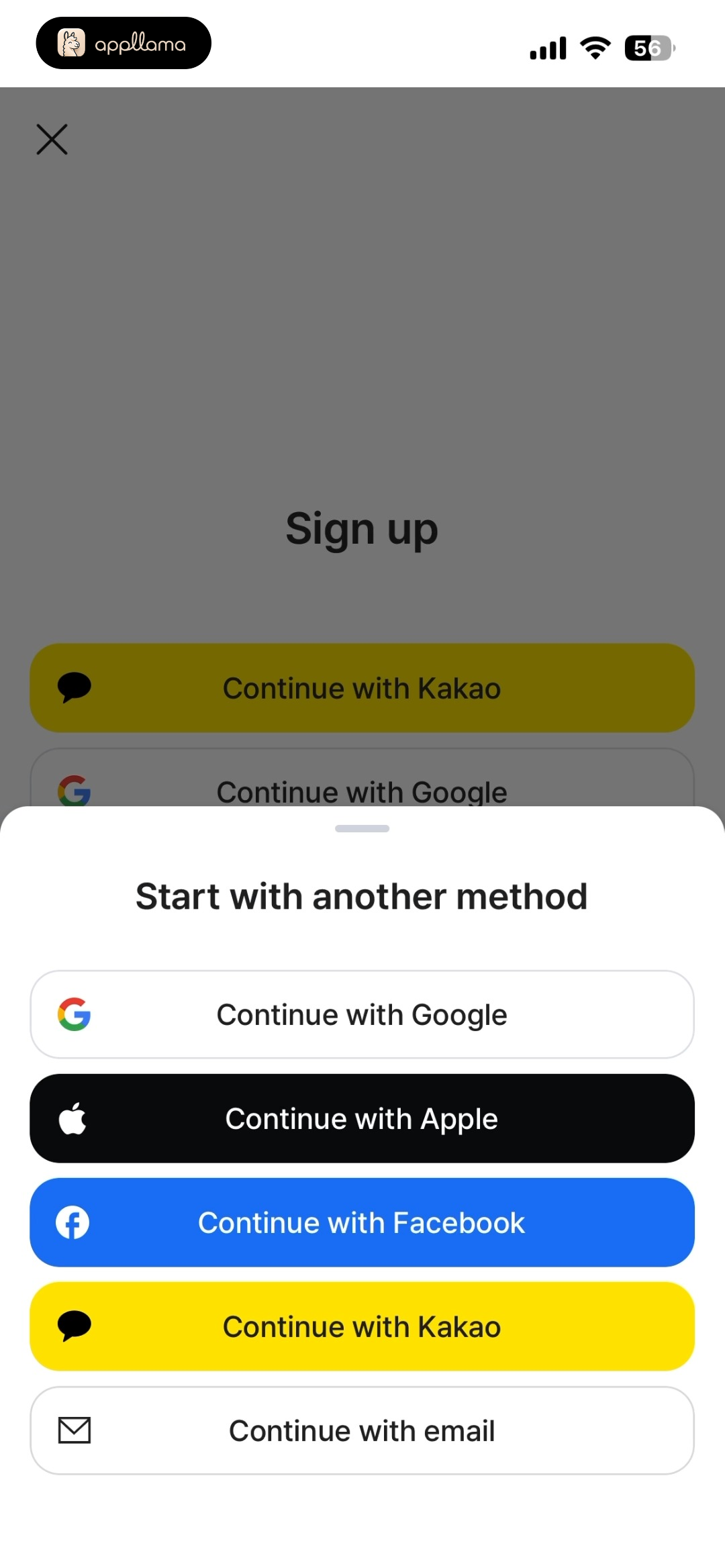 More Sign Up Methods