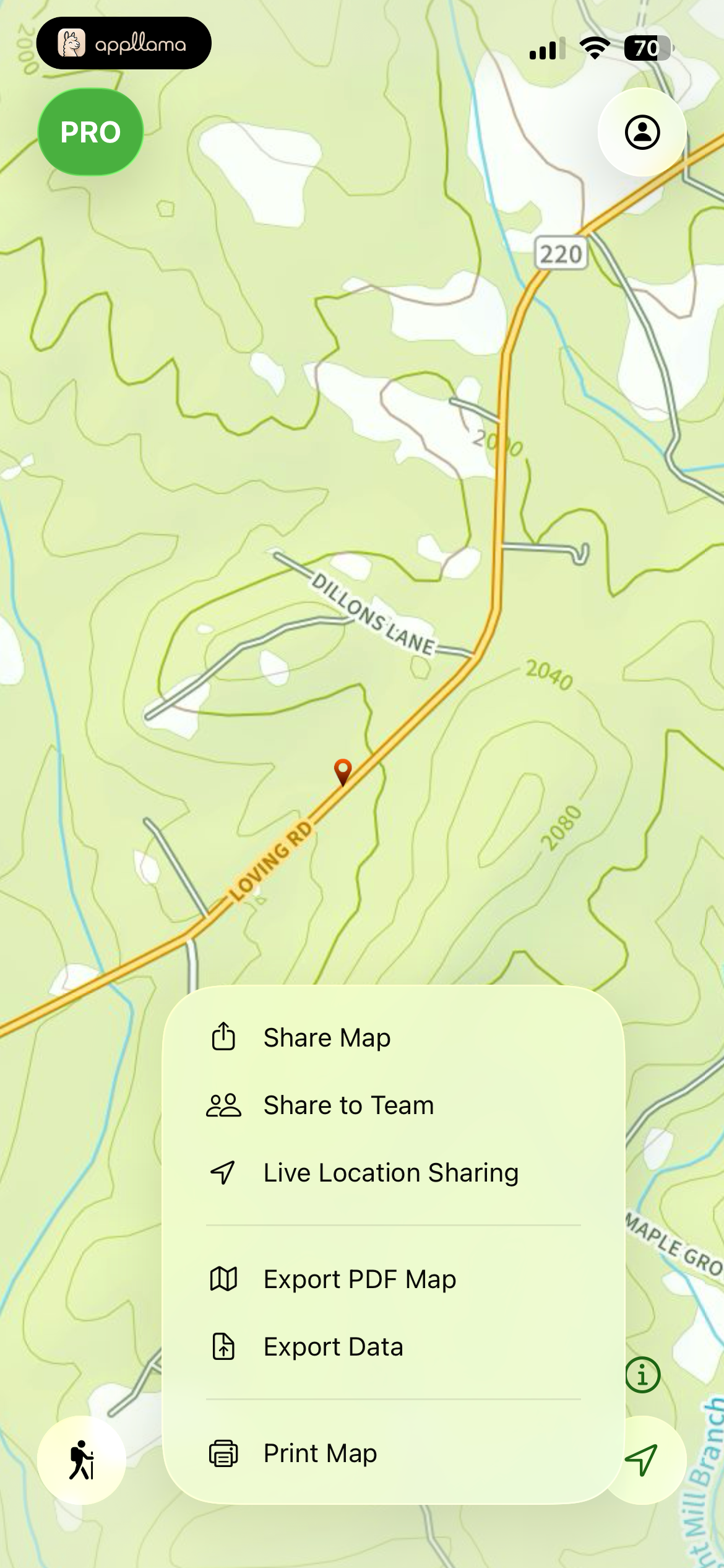 Map Share Menu