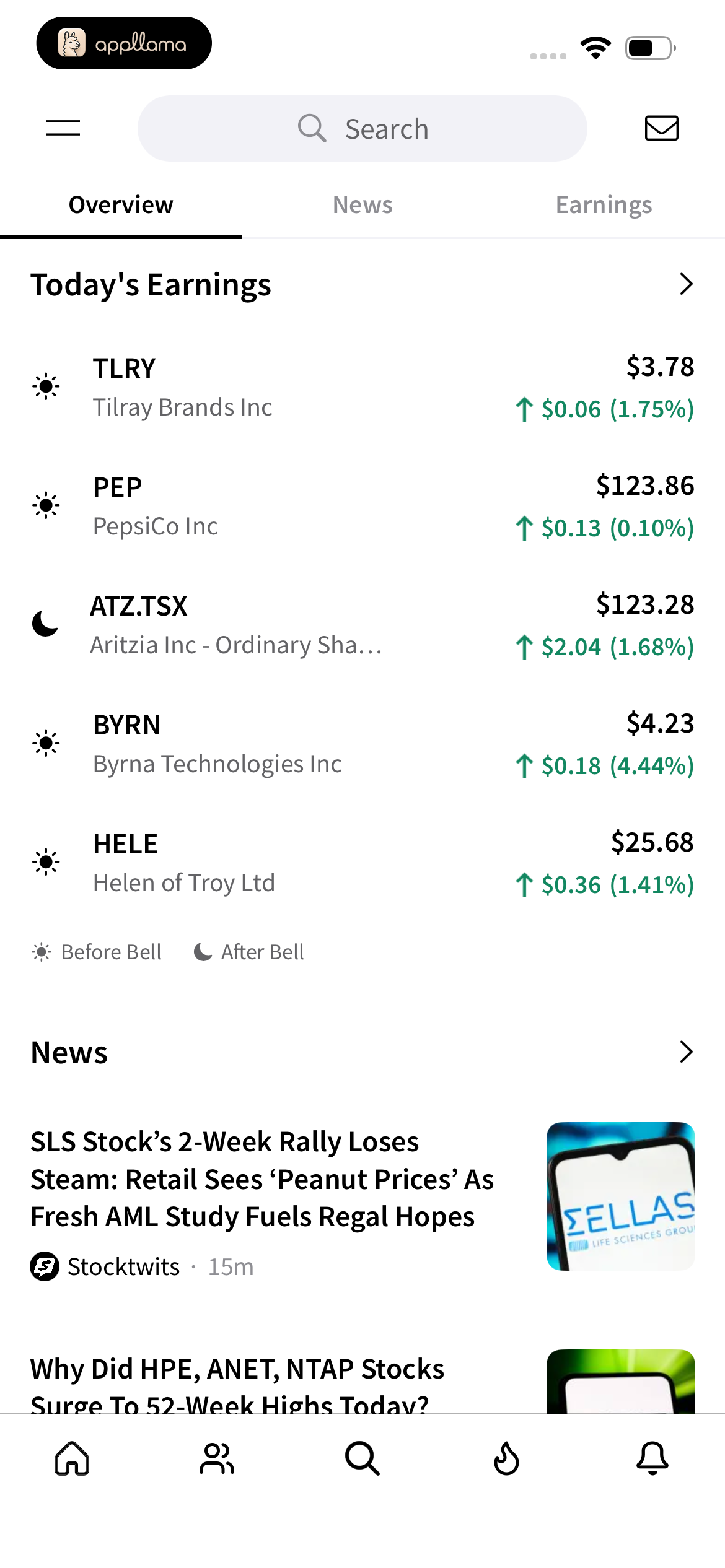 Discover Earnings and News