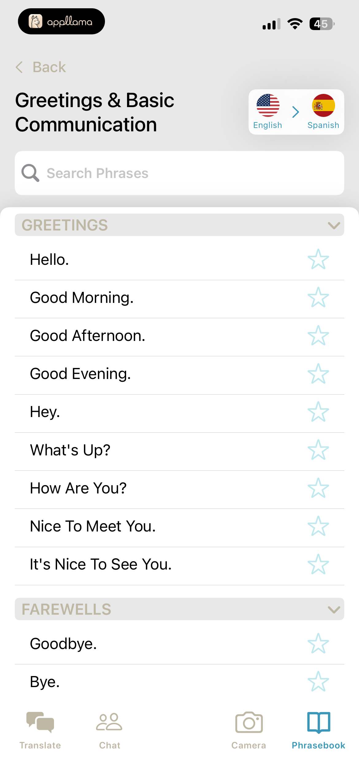 Basic Phrases List