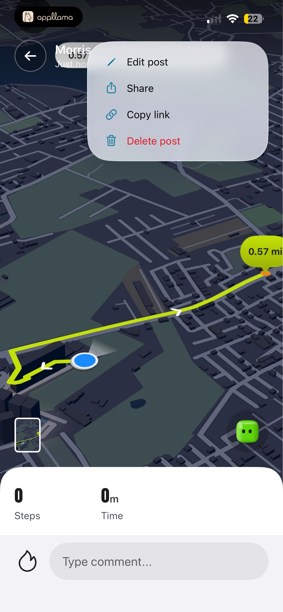Workout Map Actions