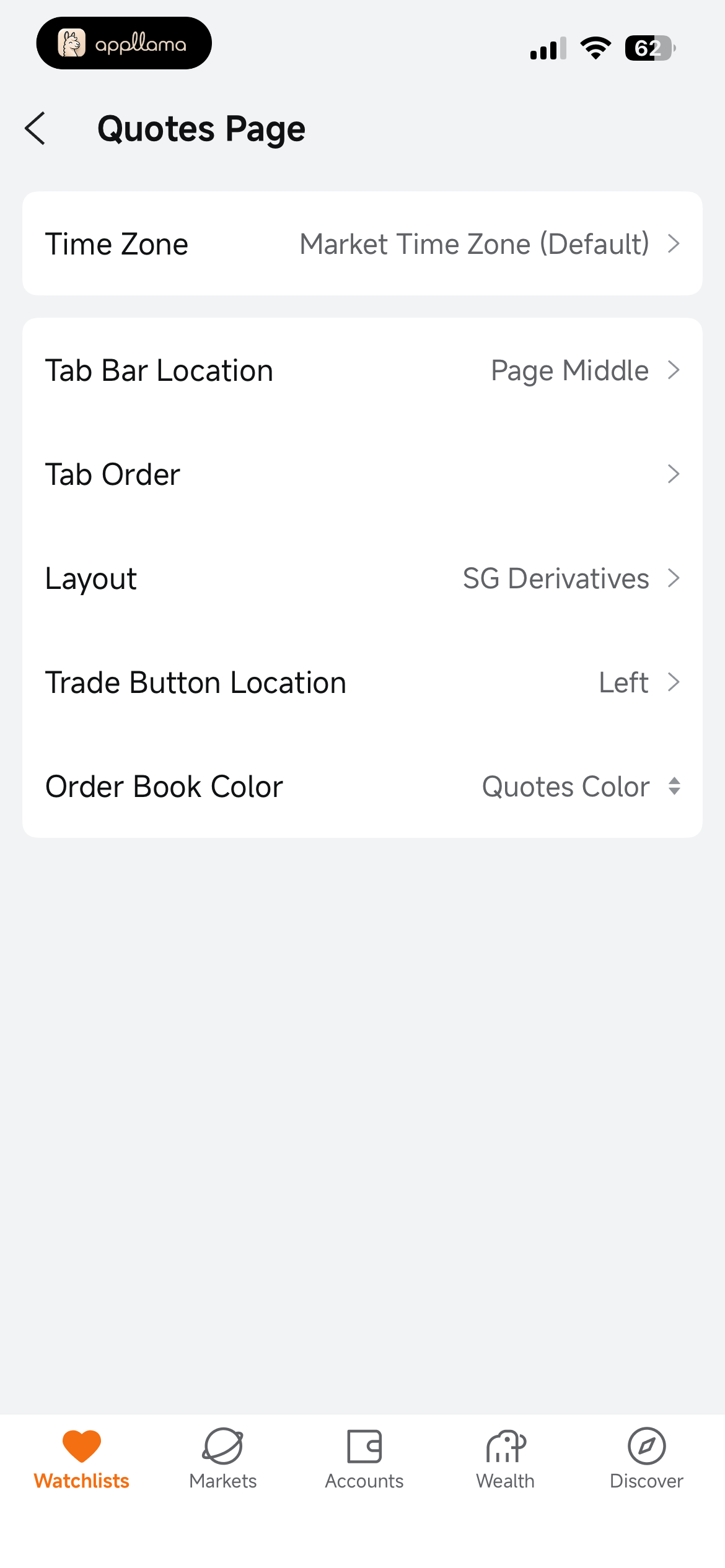 Quote Page Settings
