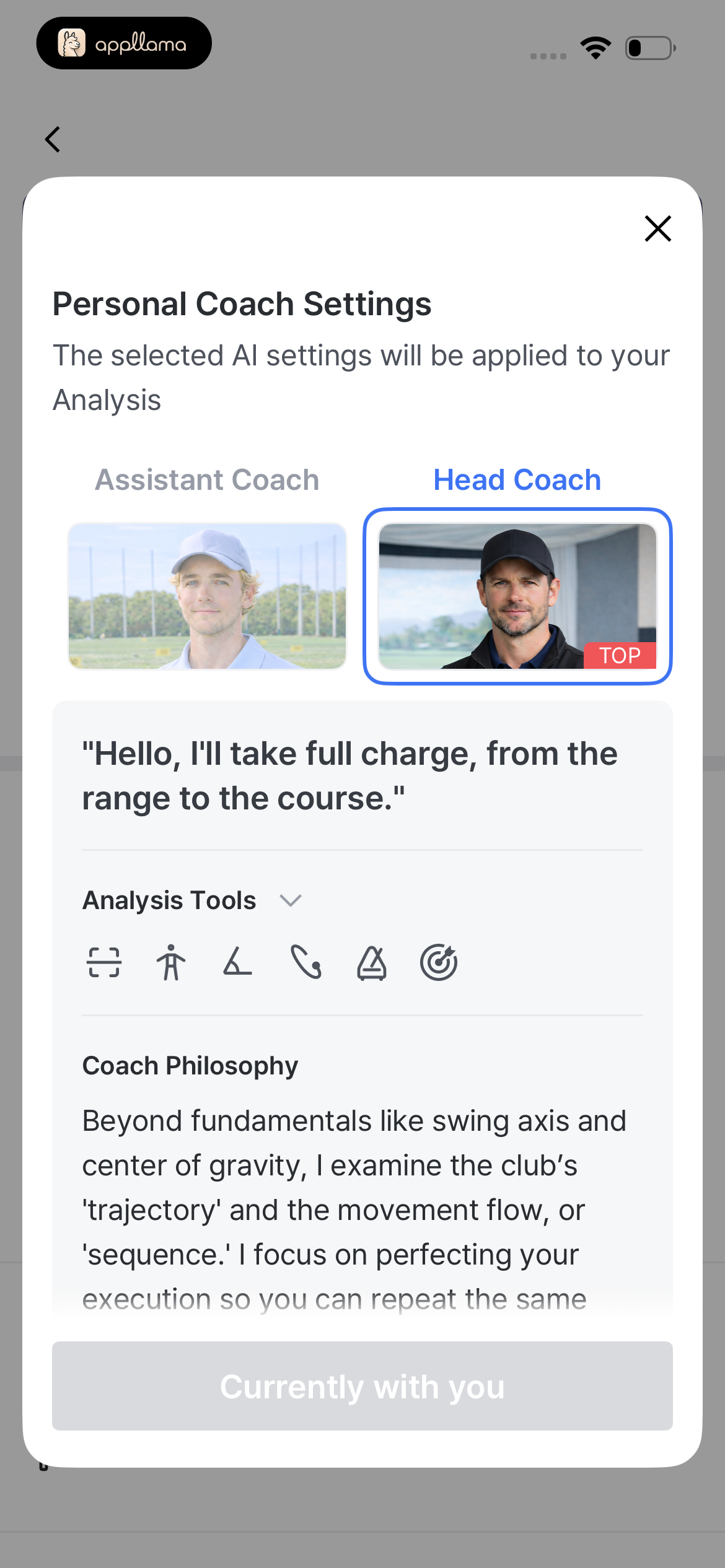 Personal Coach Settings