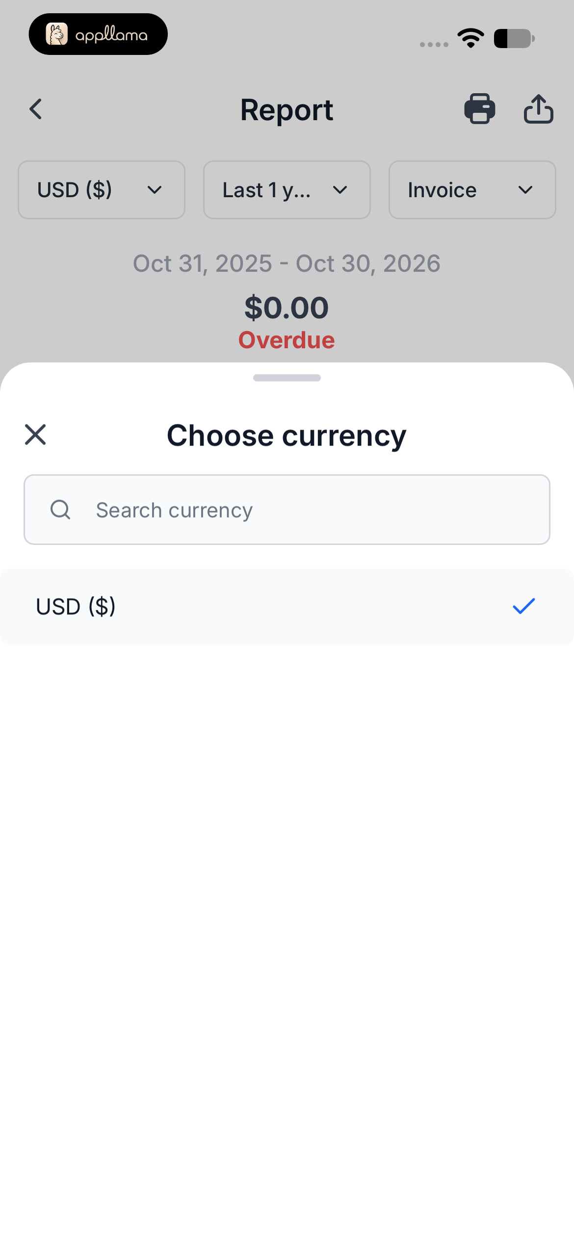 Report Currency Picker