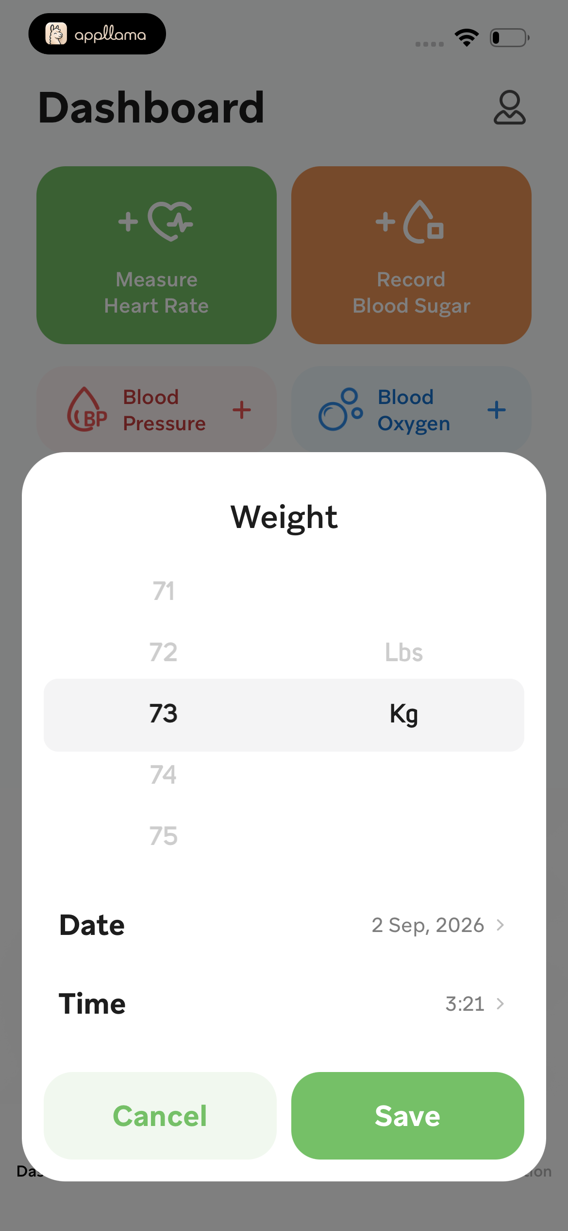 Weight Entry Modal
