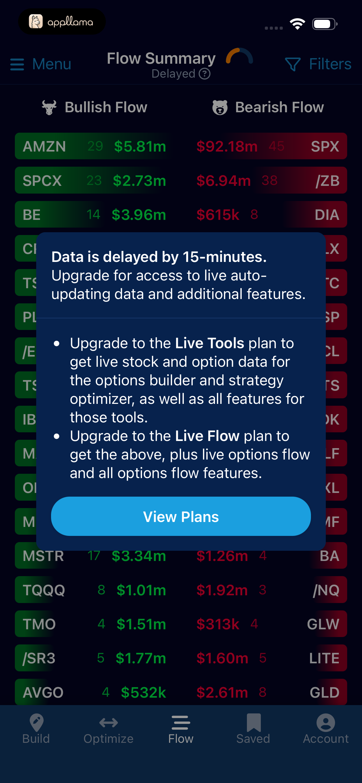 Live Data Upgrade Modal