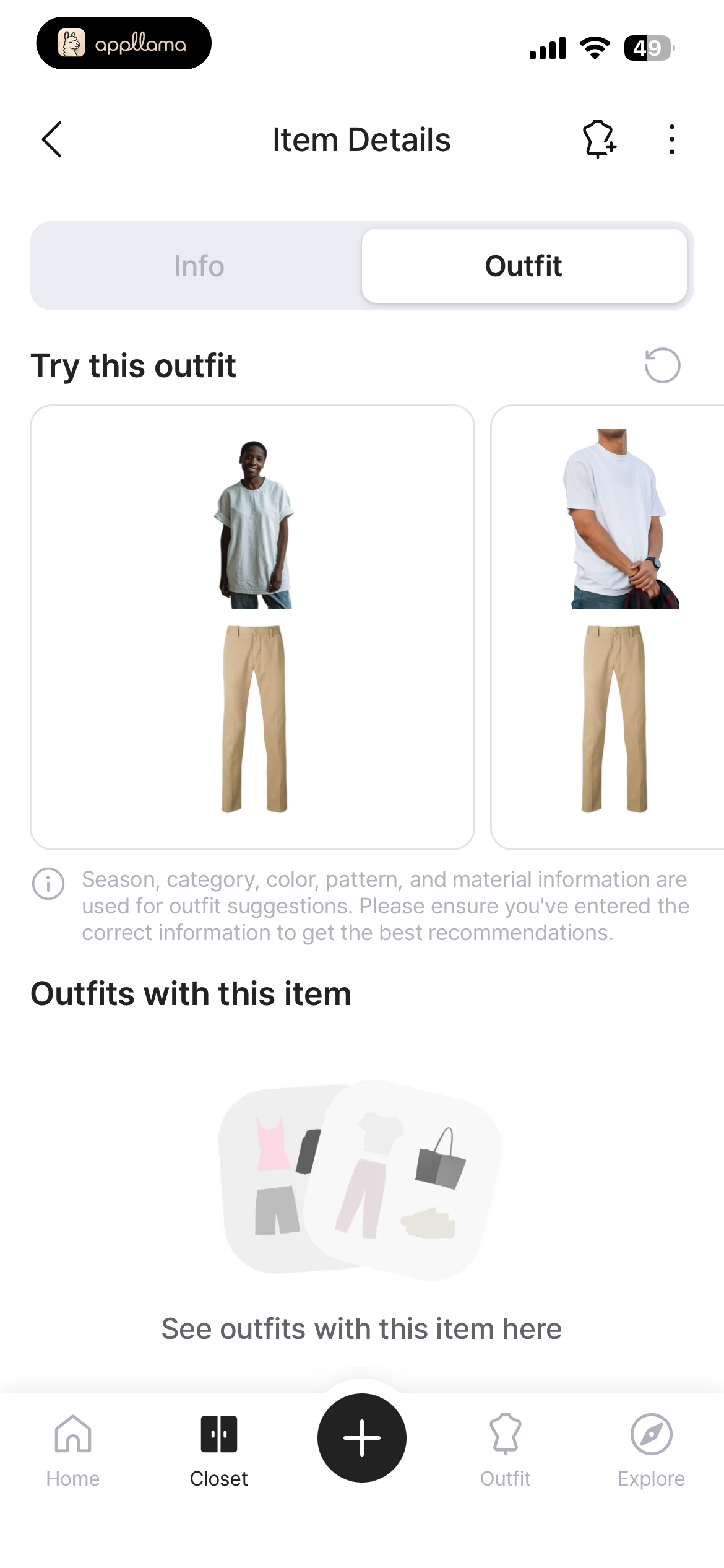 Item Outfit Suggestions