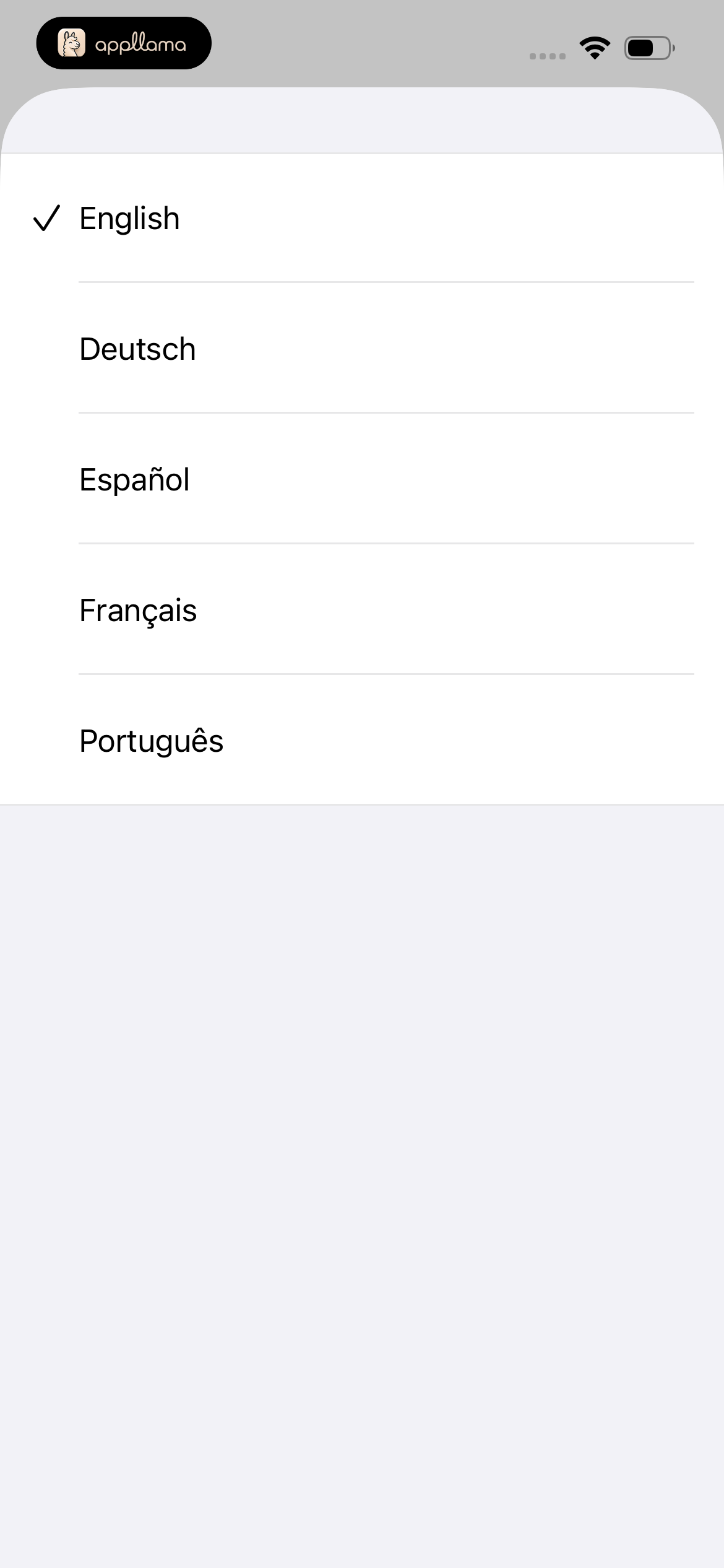 Language Selection
