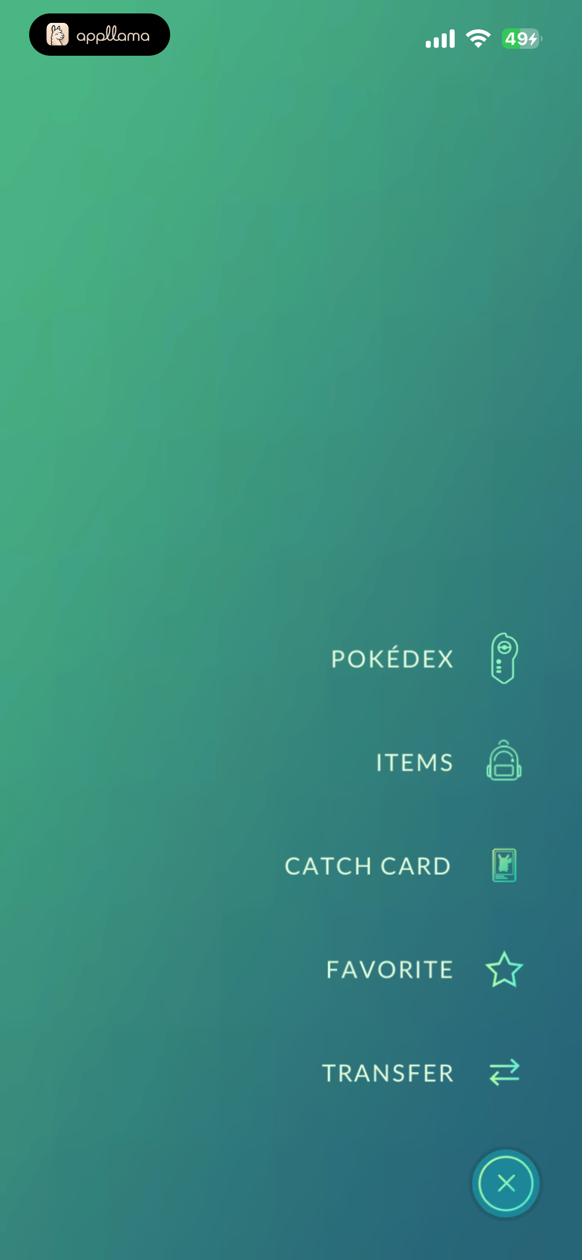 Pokémon Action Menu