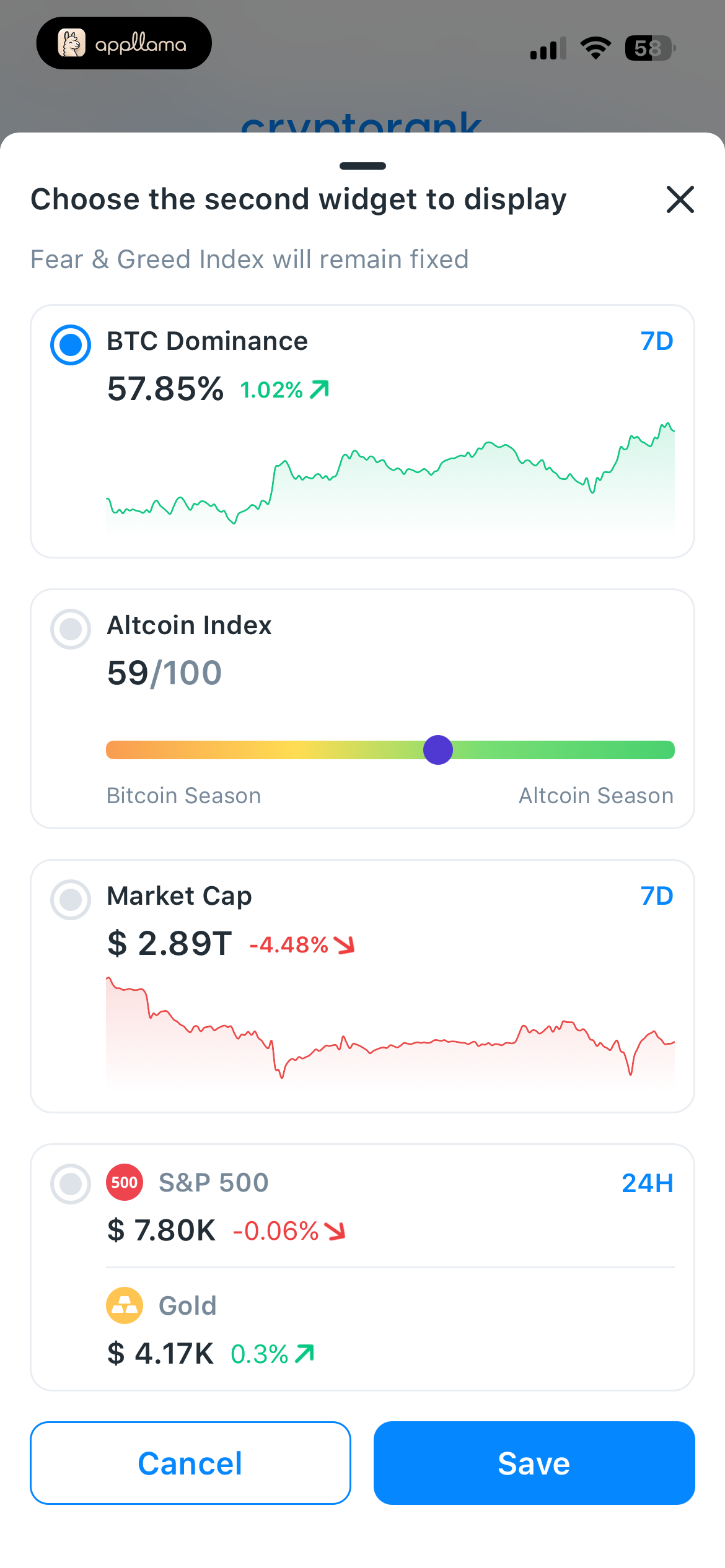 Dashboard Widget Picker