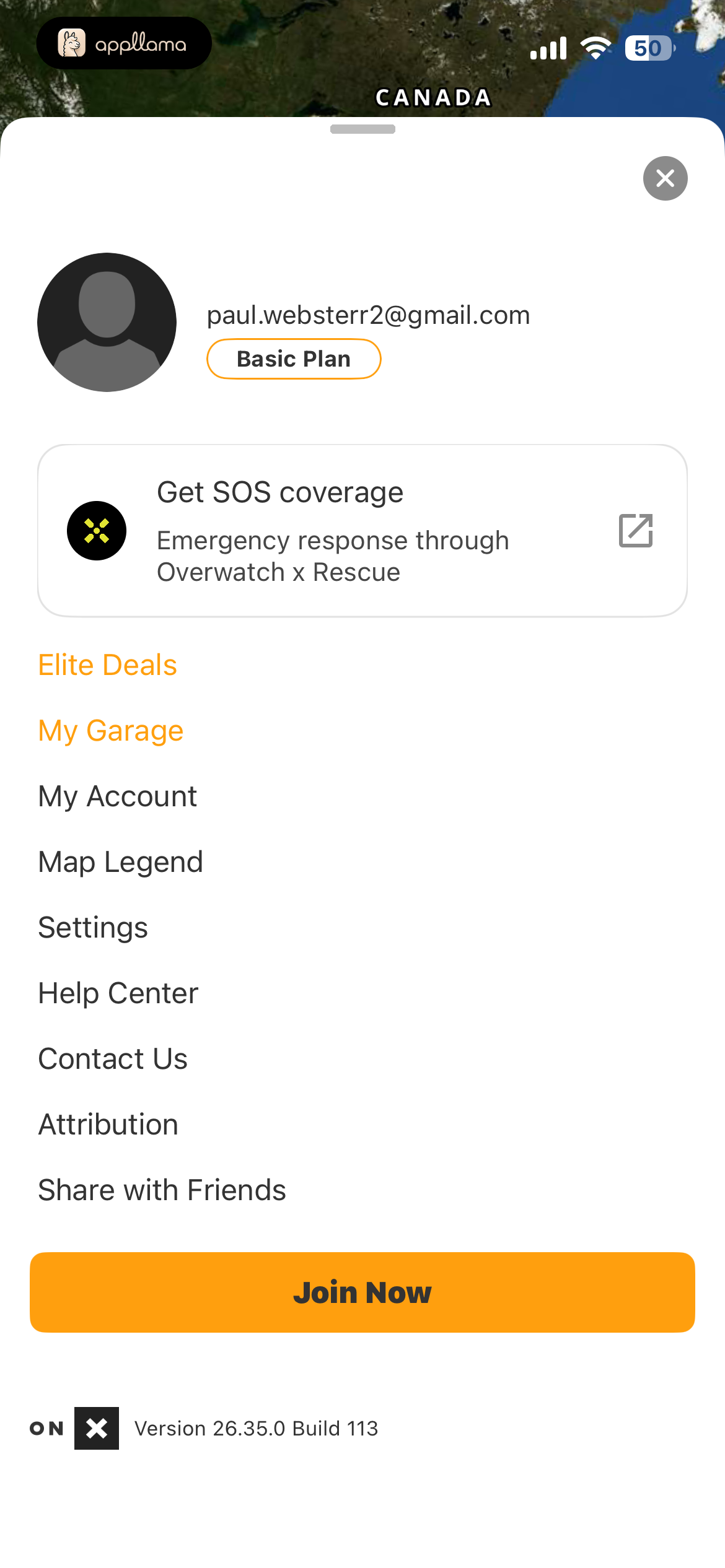 Profile Menu