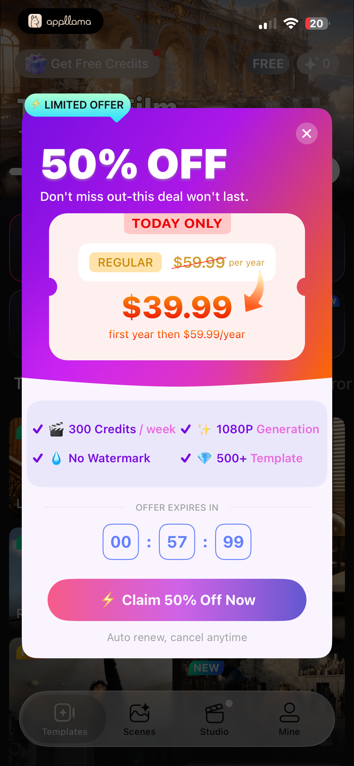 50% Discount Modal