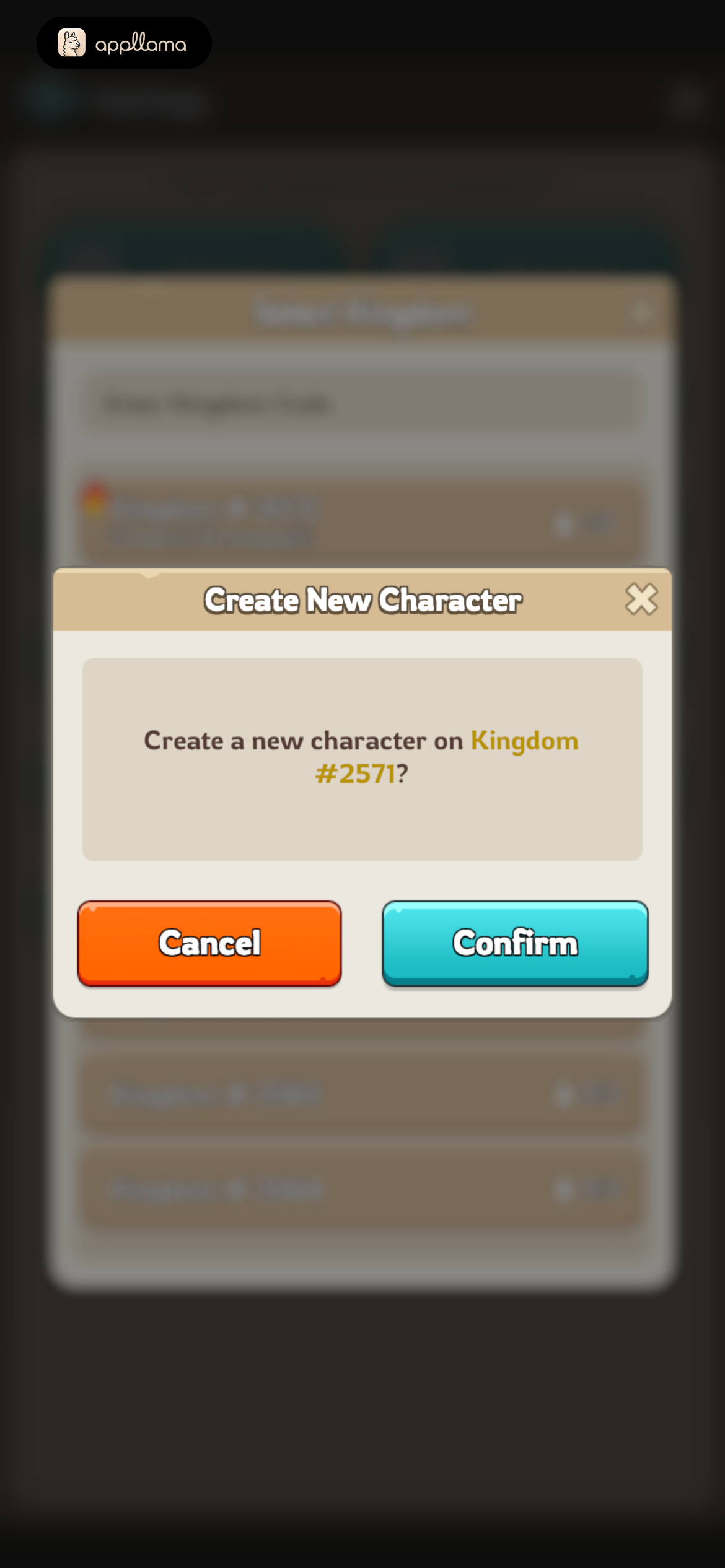 Create Character Confirmation