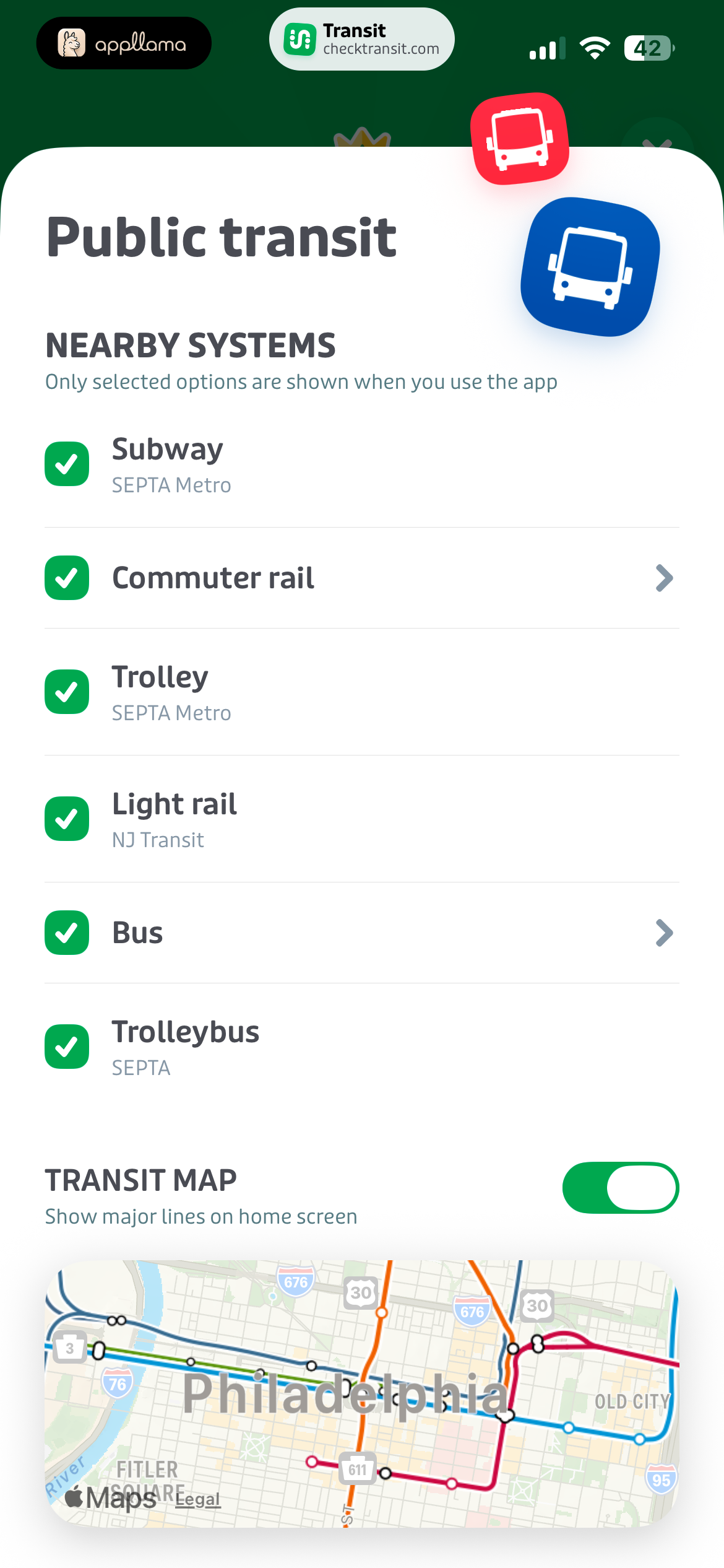 Public Transit Settings