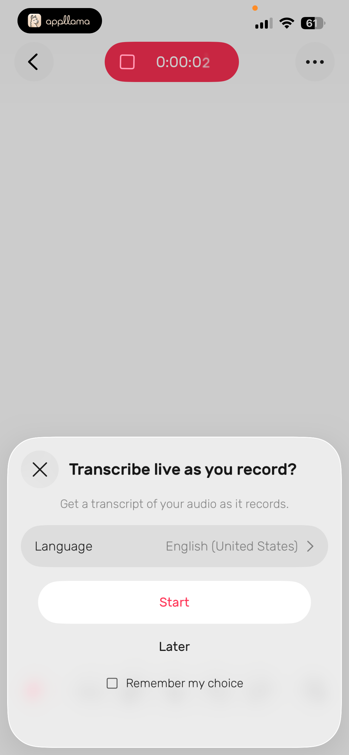 Live Transcribe Prompt