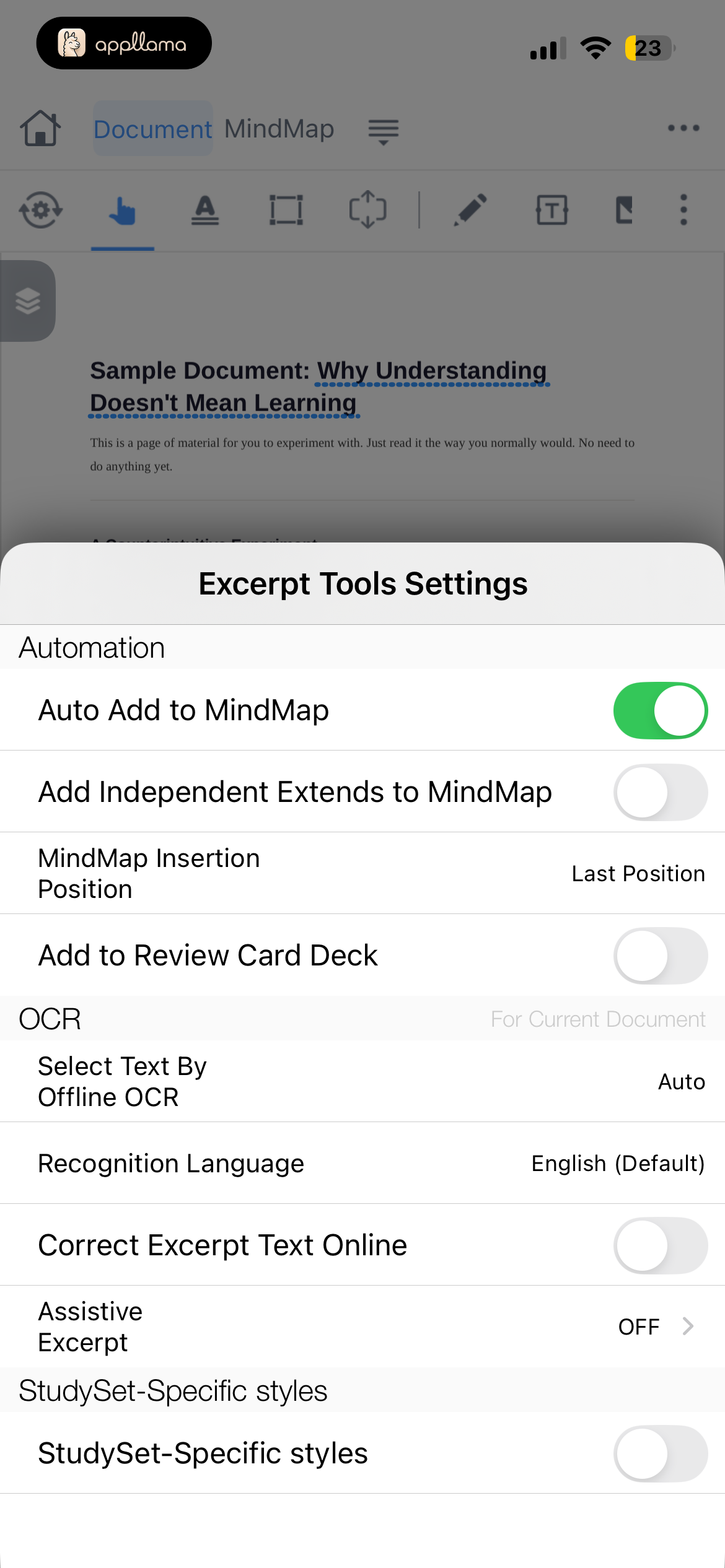 Excerpt Tools Settings