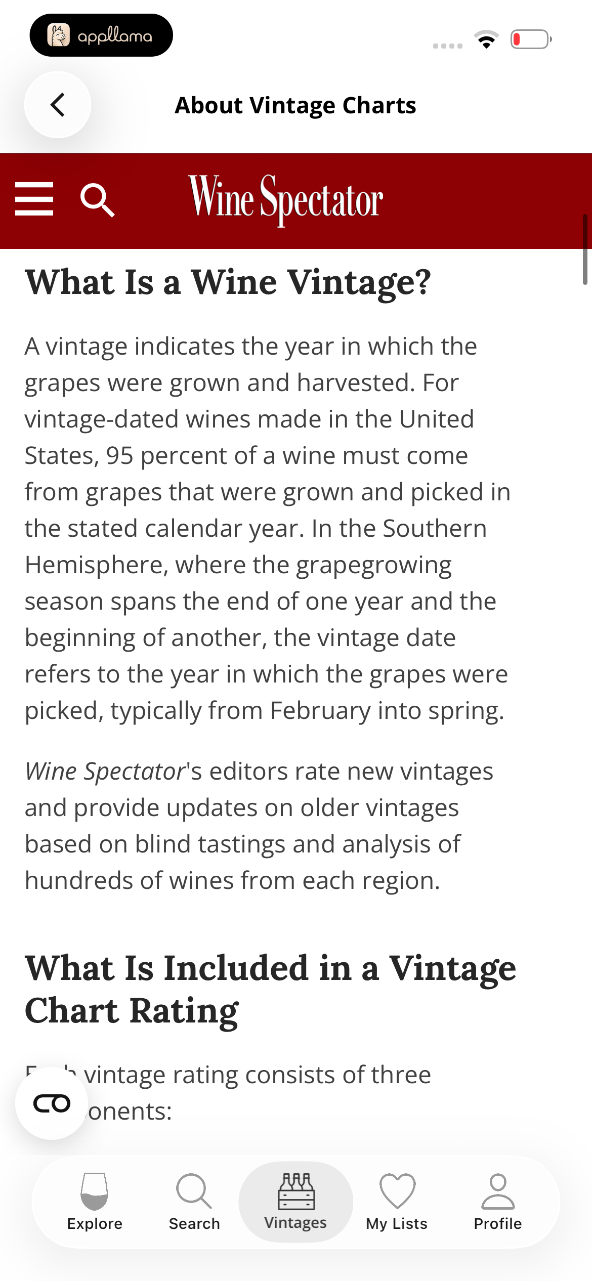 Wine Vintage Article