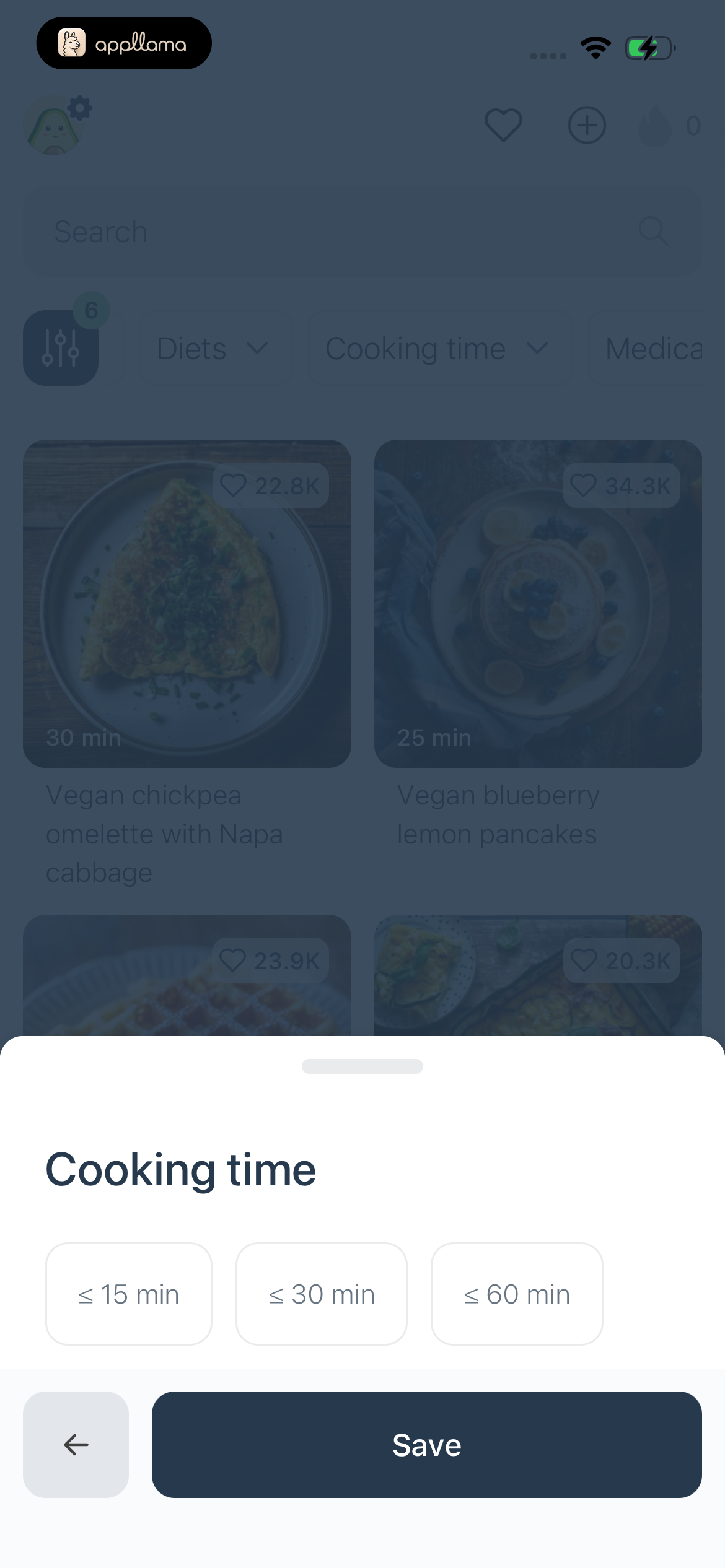 Cooking Time Filter
