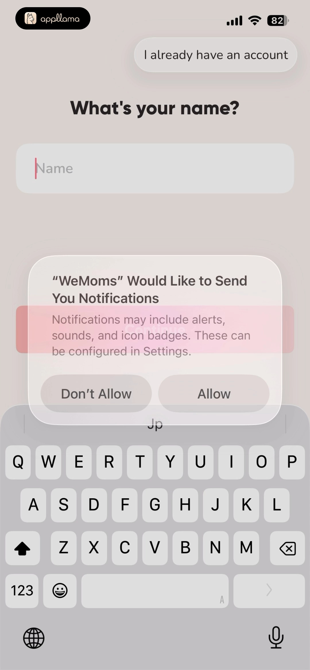 Onboarding Name Entry