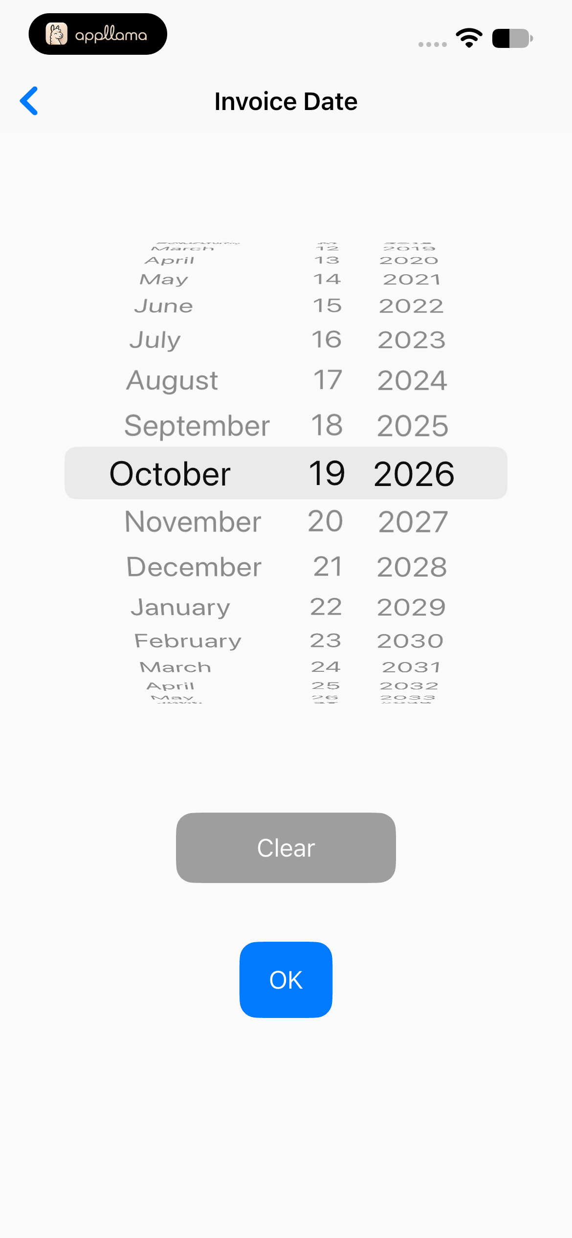 Invoice Date Picker