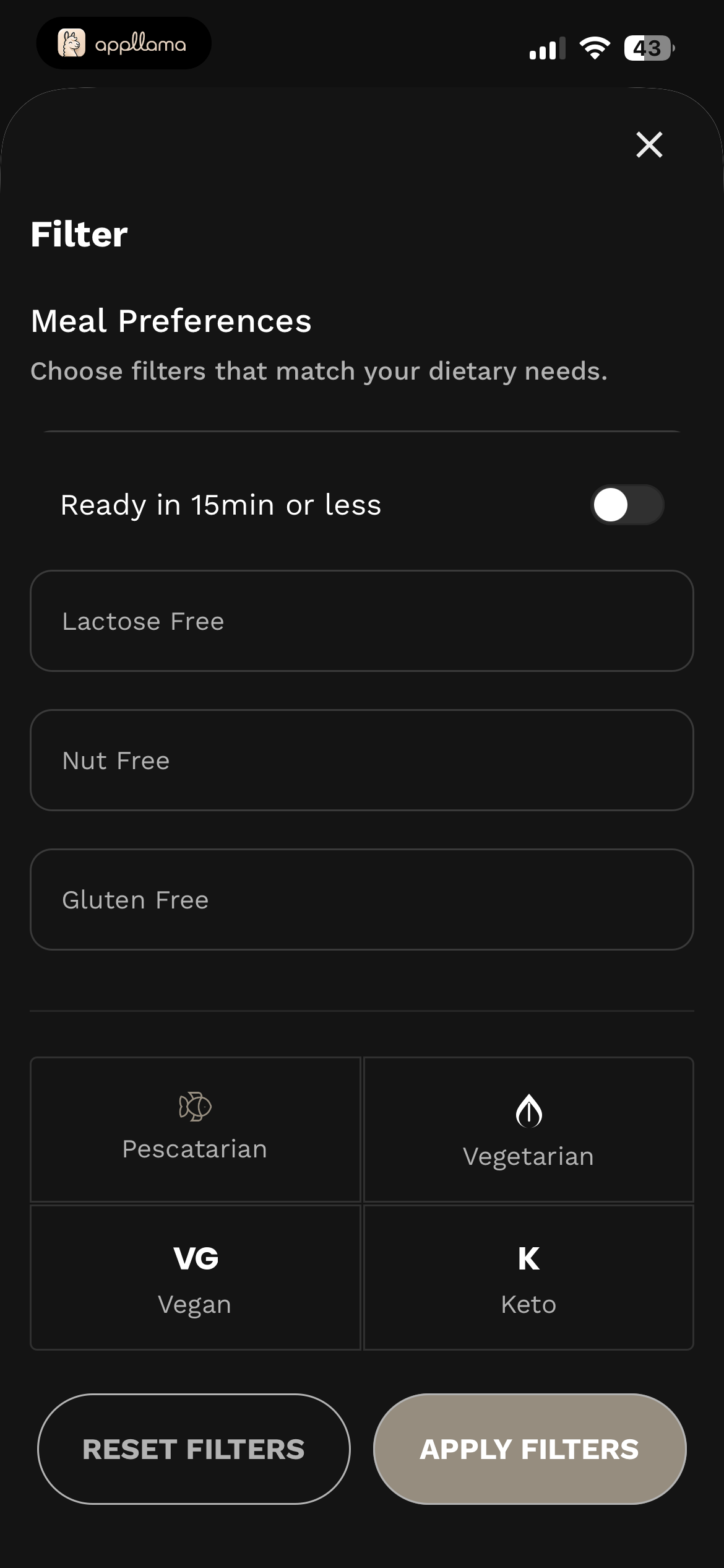 Meal Filter