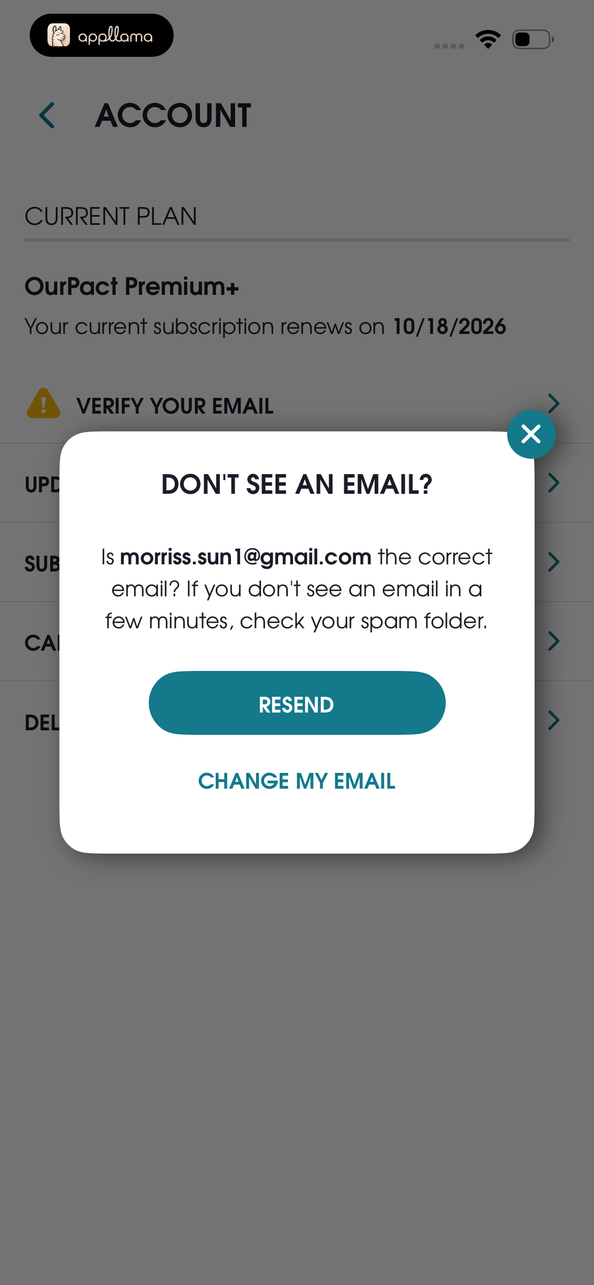 Email Verification Modal
