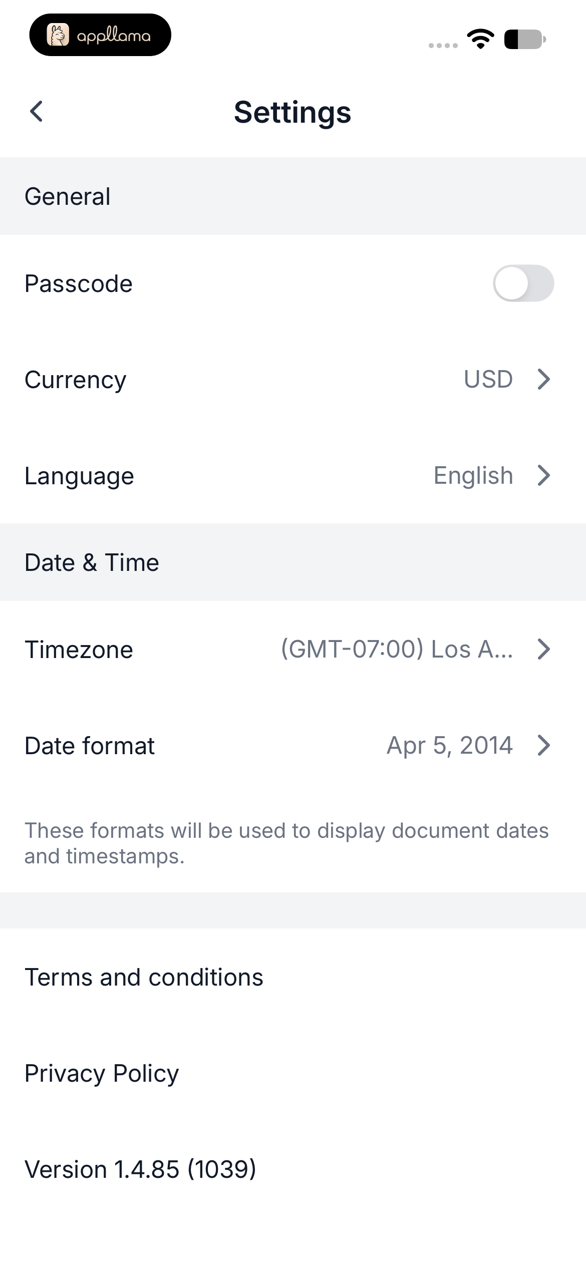 General and Locale Settings