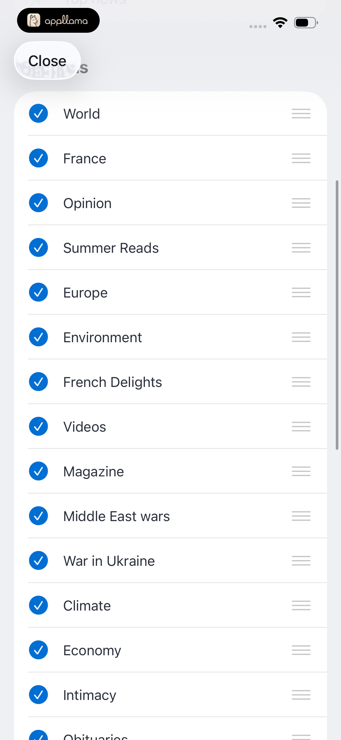 Section Customization