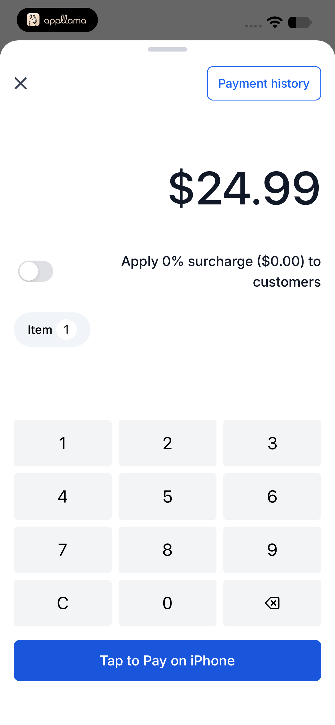 Tap to Pay Amount Entry