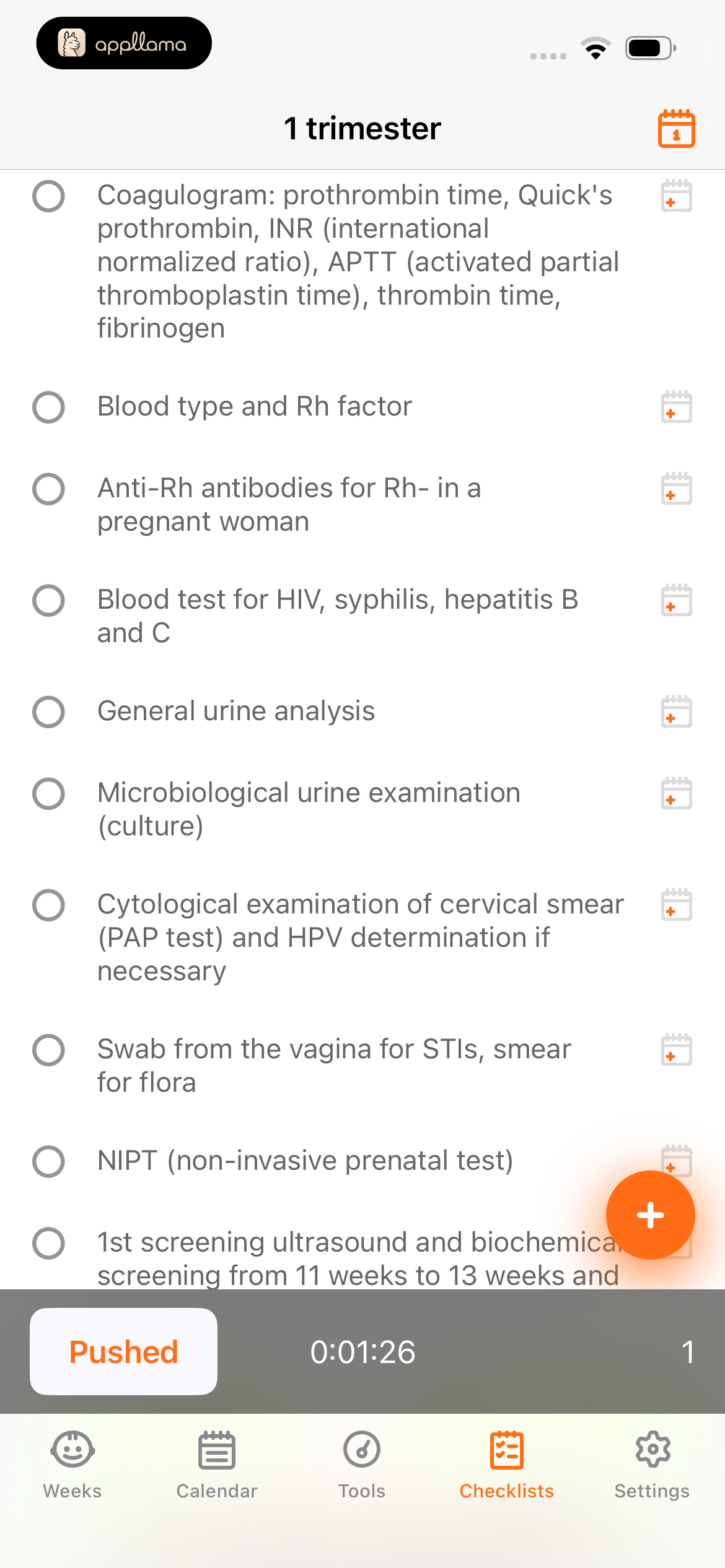 First Trimester List