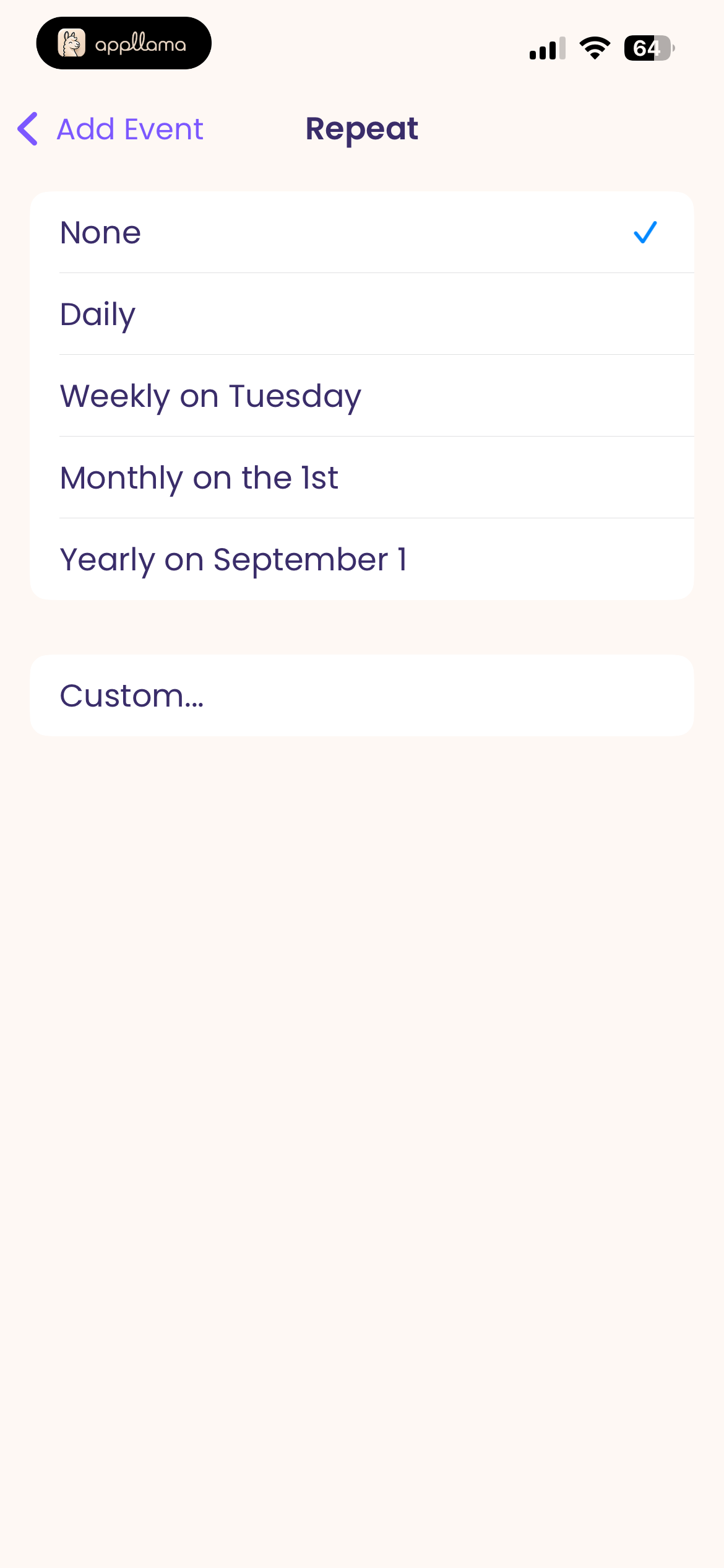 Repeat Options