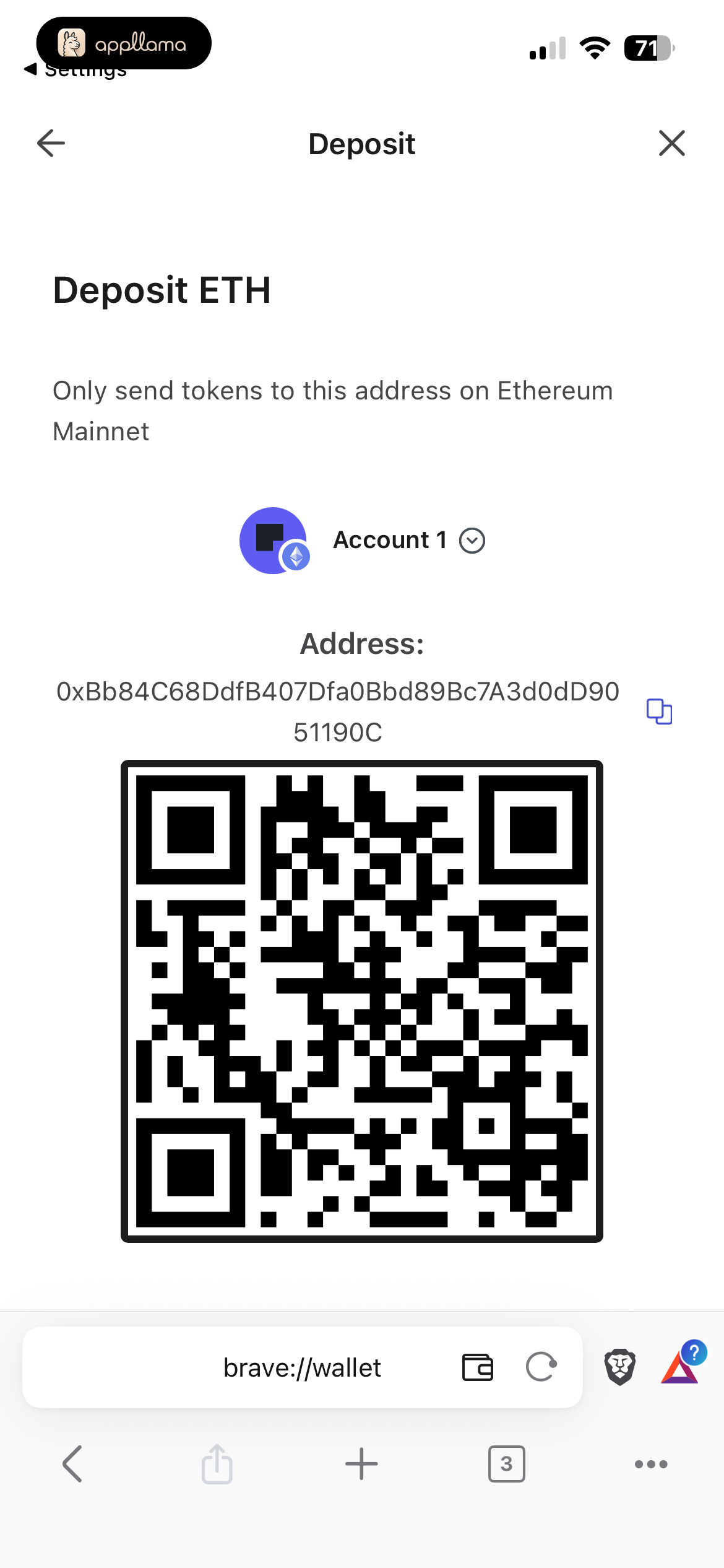 Deposit ETH QR