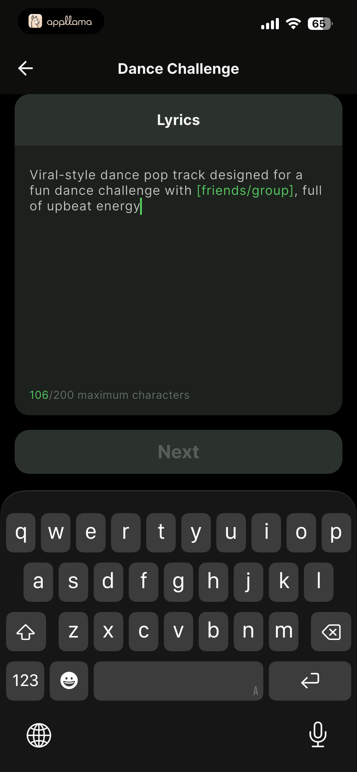 Dance Challenge Lyrics