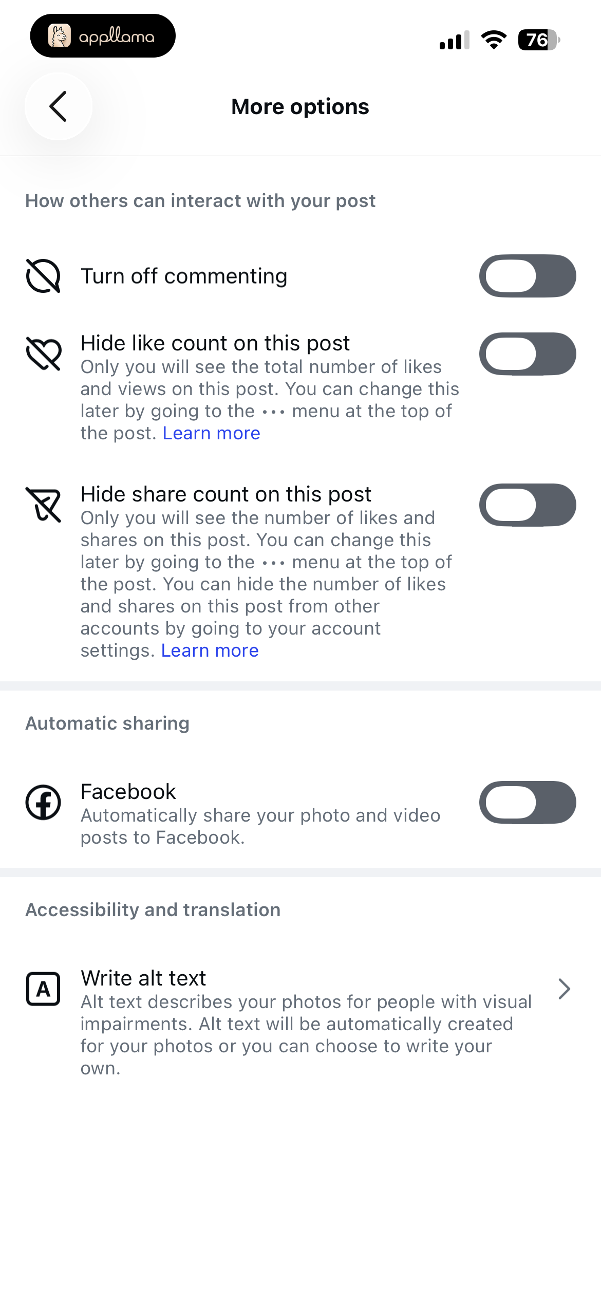 Post More Options