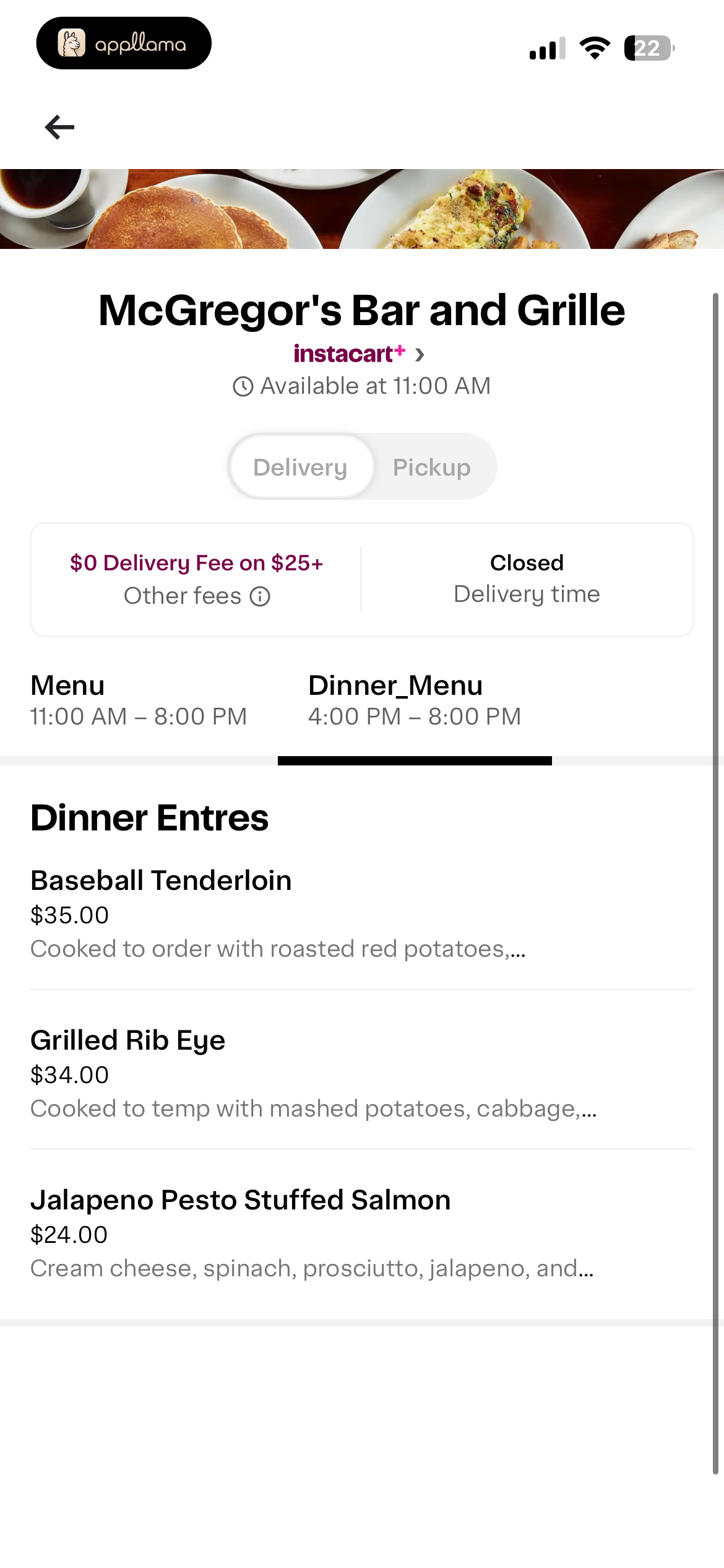 Restaurant Menu