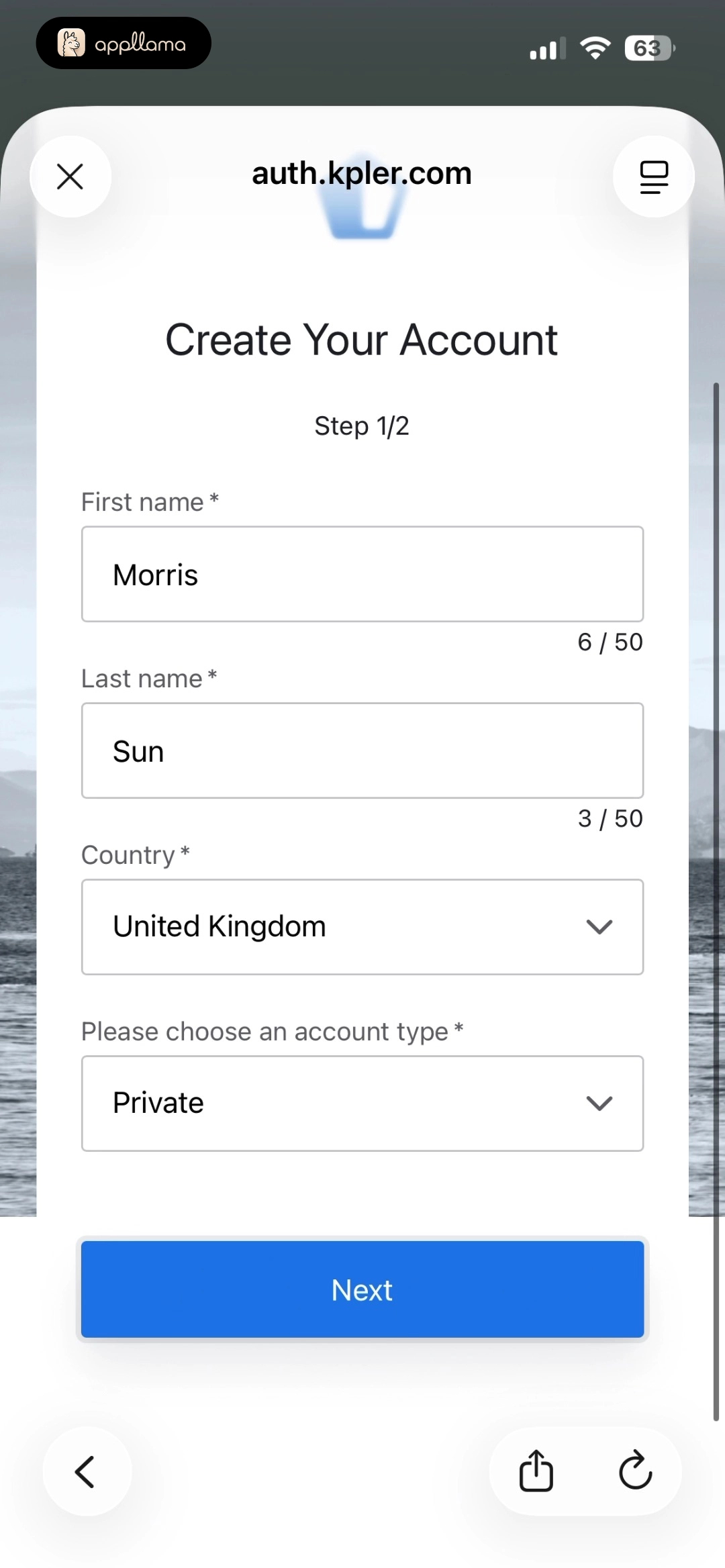 Create Account Details
