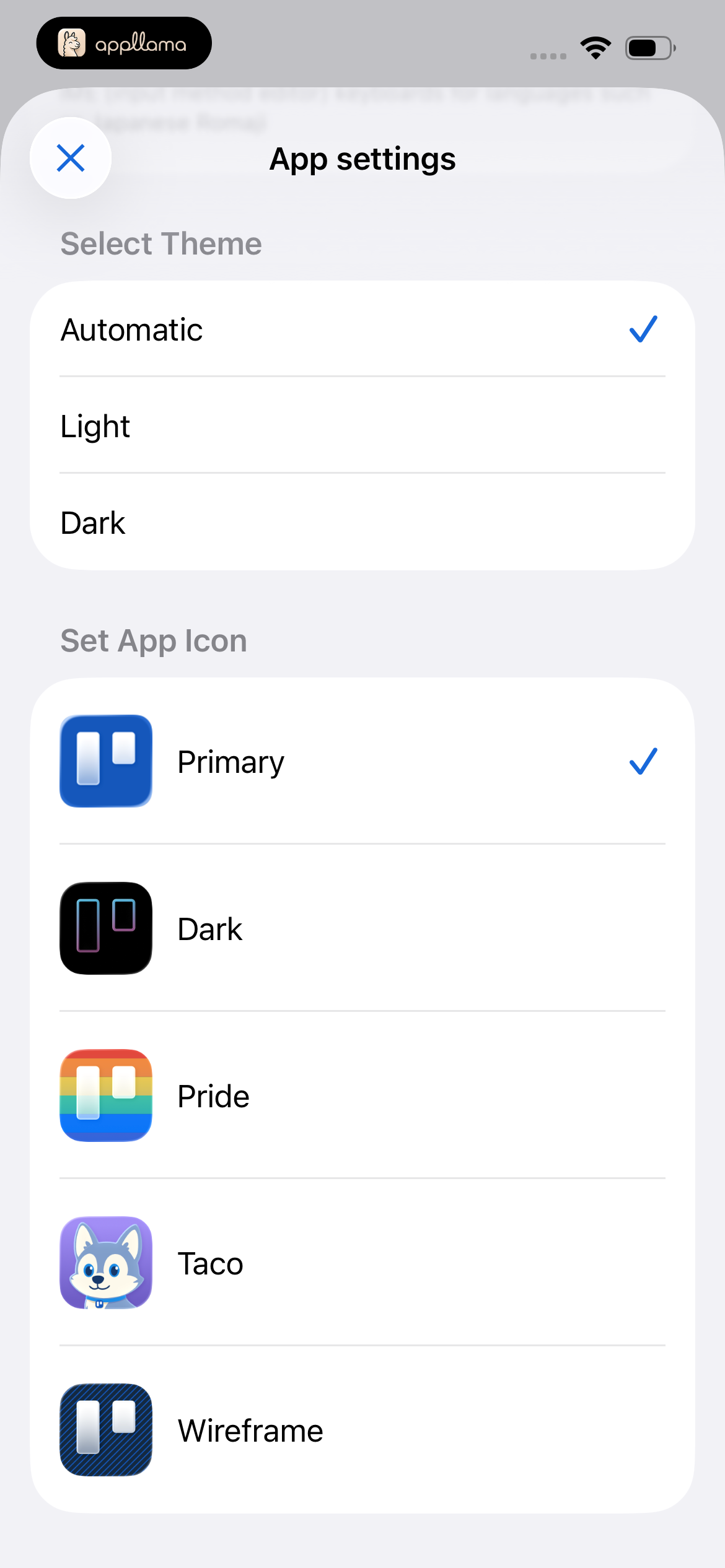 App Settings