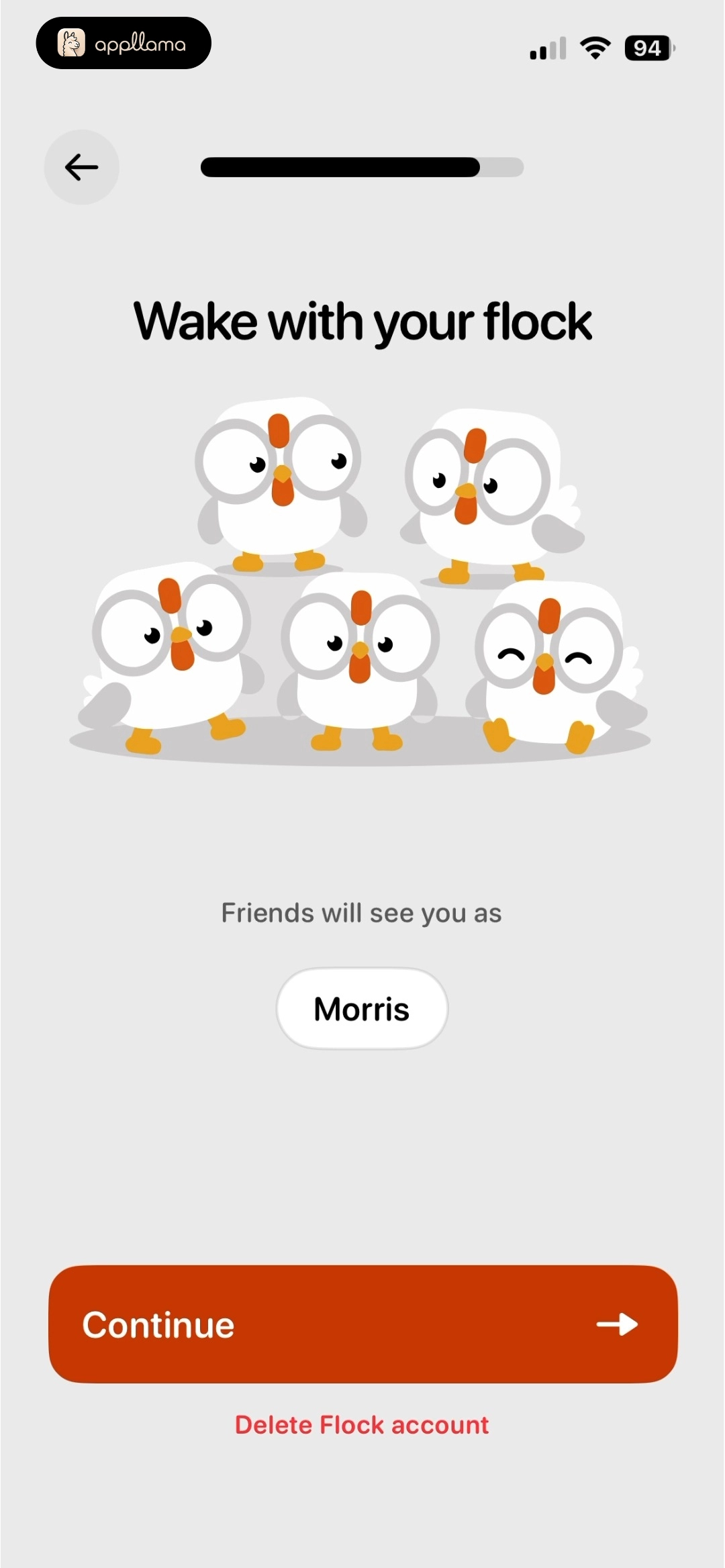 Flock Account Confirmation