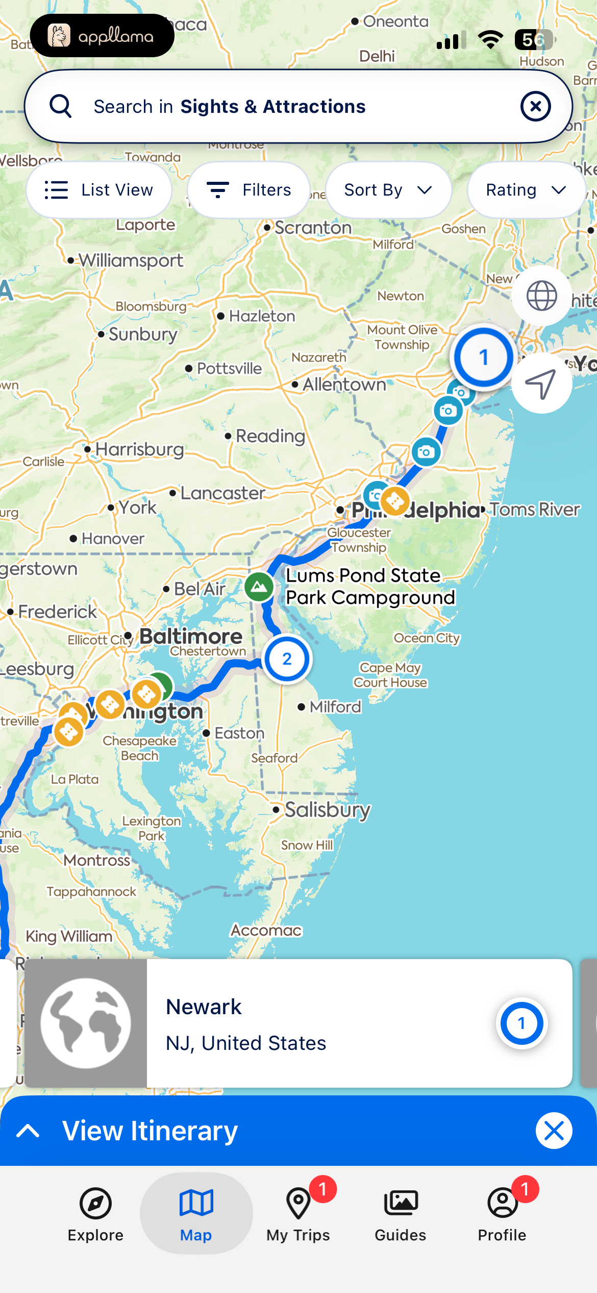 Filtered Route Map