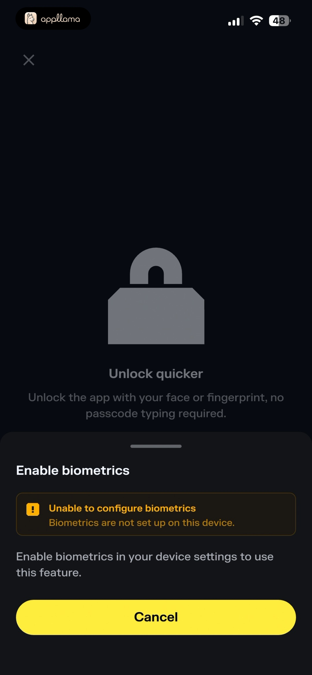 Biometric Setup Error