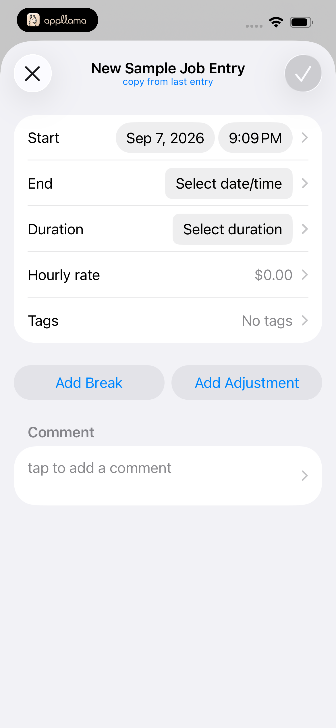 New Time Entry
